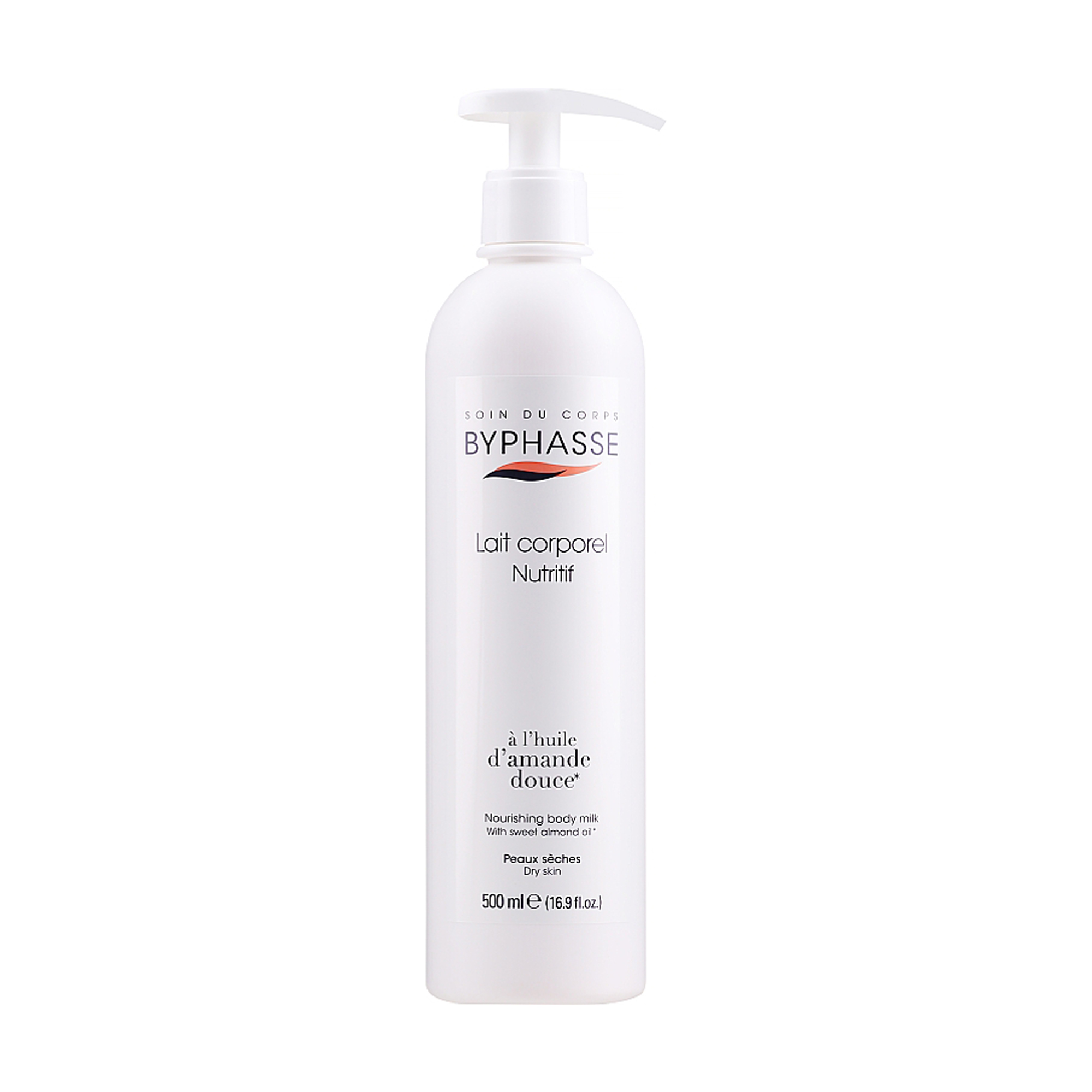 Молочко для тіла Byphasse Nourishing Body Milk для сухої шкіри, з олією солодкого мигдалю, з дозатором, 500 мл