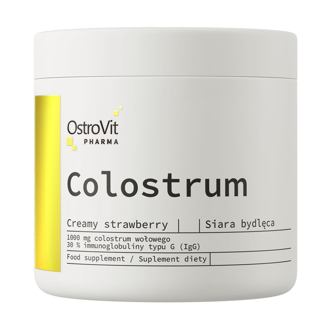 Молозиво OstroVit Pharma Colostrum зі смаком вершкової полуниці, 1000 мг, 100 г