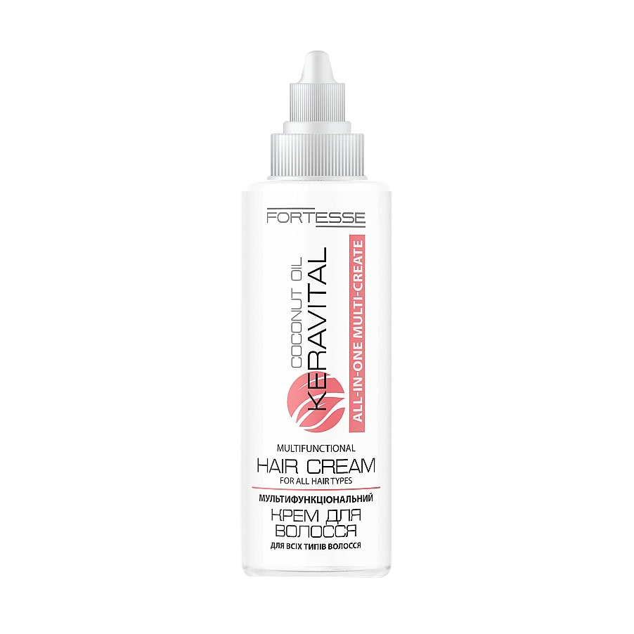 Мультифункціональний крем Fortesse KeraVital All-In-One Multi-Create Hair Cream для всіх типів волосся, з кокосовою олією та UV-фільтром, 180 мл