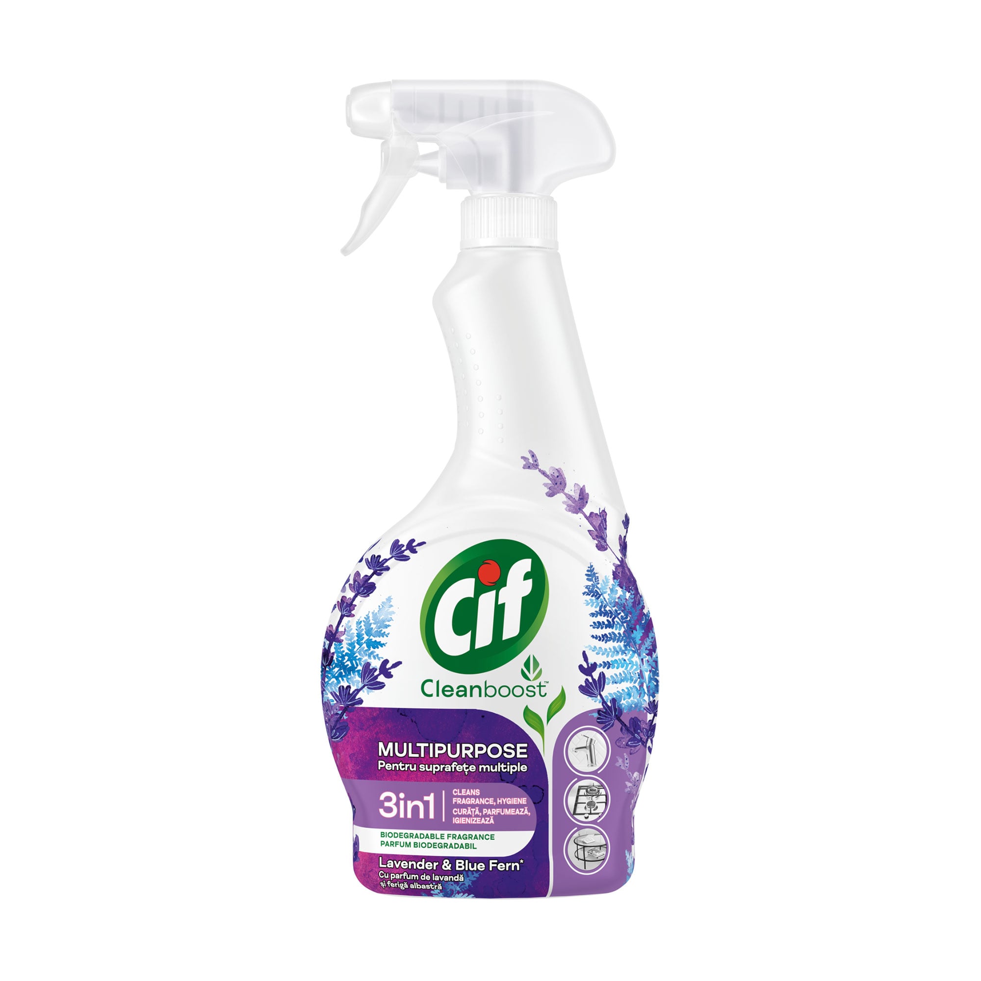 Мультифункціональний засіб для чищення Cif Cleanboost 3 In 1 Лаванда та синя папороть, 500 мл