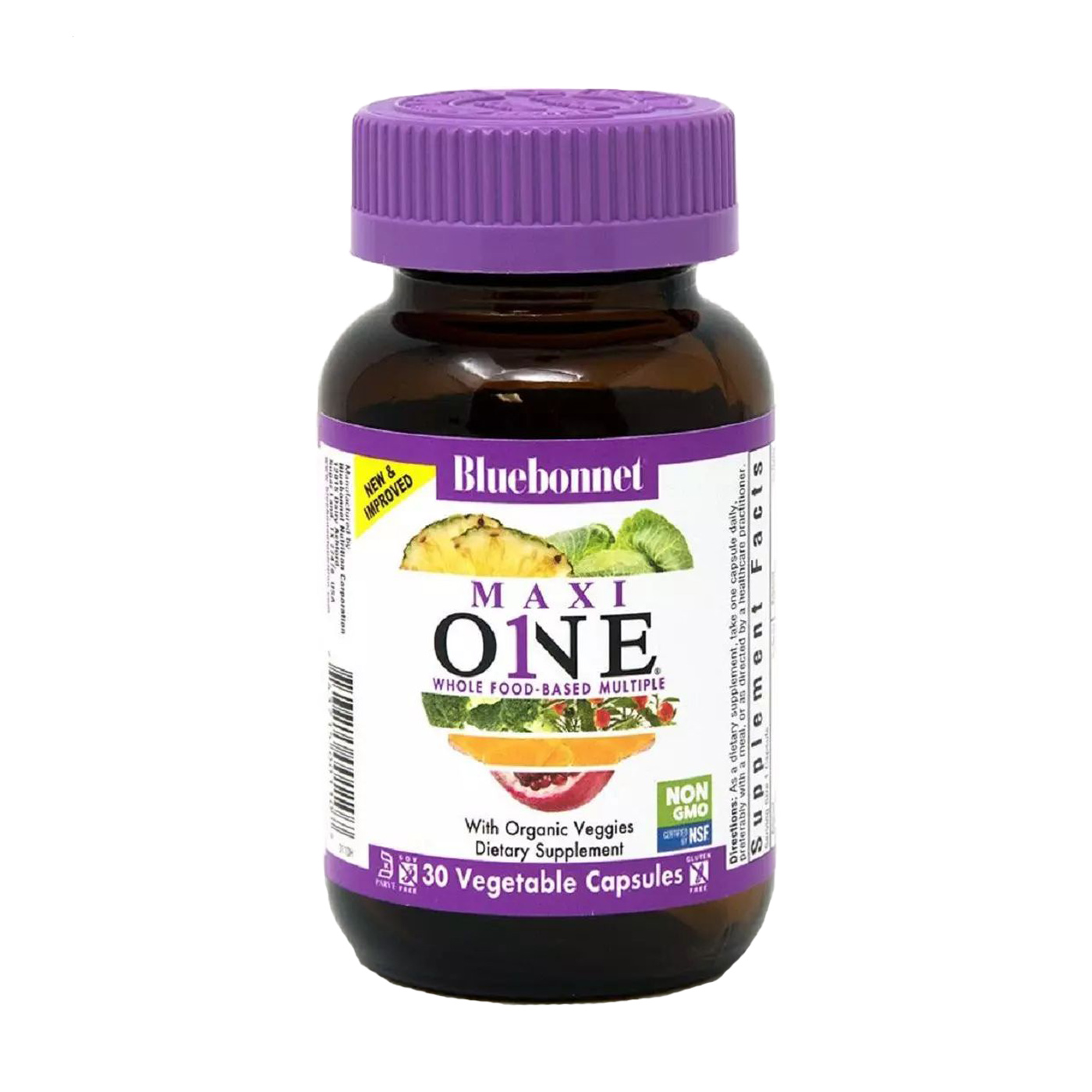 Мультивітаміни Bluebonnet Nutrition Maxi One Whole Food-Based Multiple із залізом, 30 капсул