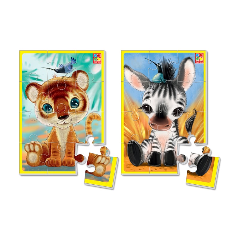 М'які пазли Vladi Toys Зебрик та левеня, 24 деталі, від 3 років (VT1103-42)