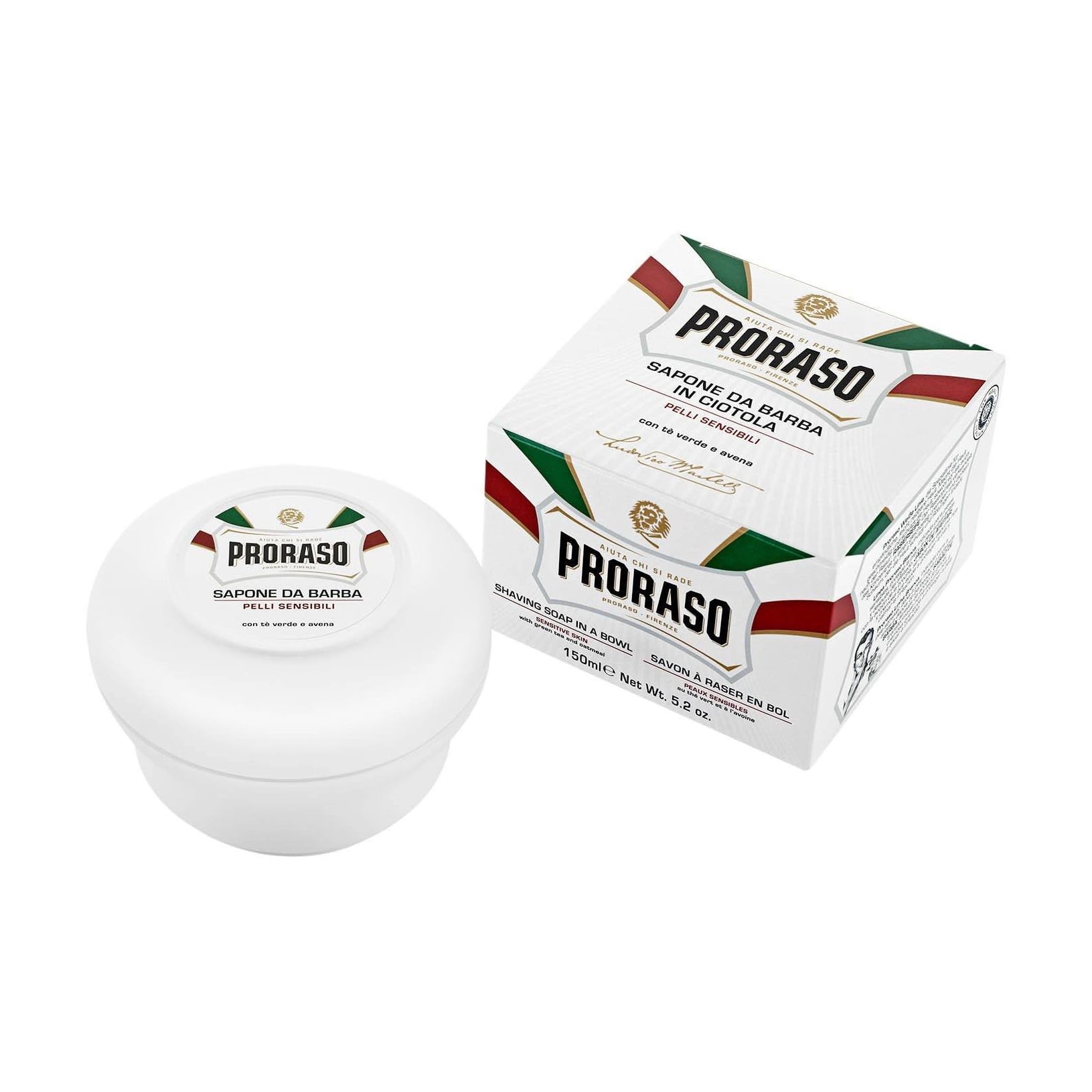Мило для гоління Proraso White Shaving Jar Sensitive Green Tea, 150 мл