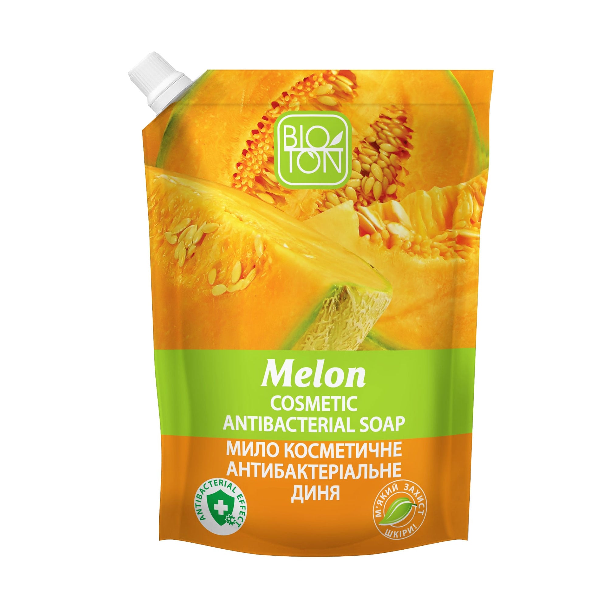 Мило косметичне антибактеріальне Bioton Диня, 450 мл (дойпак)