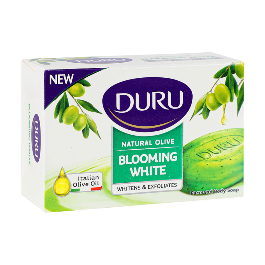 Мило тверде DURU Natural Olive Blooming White з оливковою олією та екстрактом плодів папайї, 90 г
