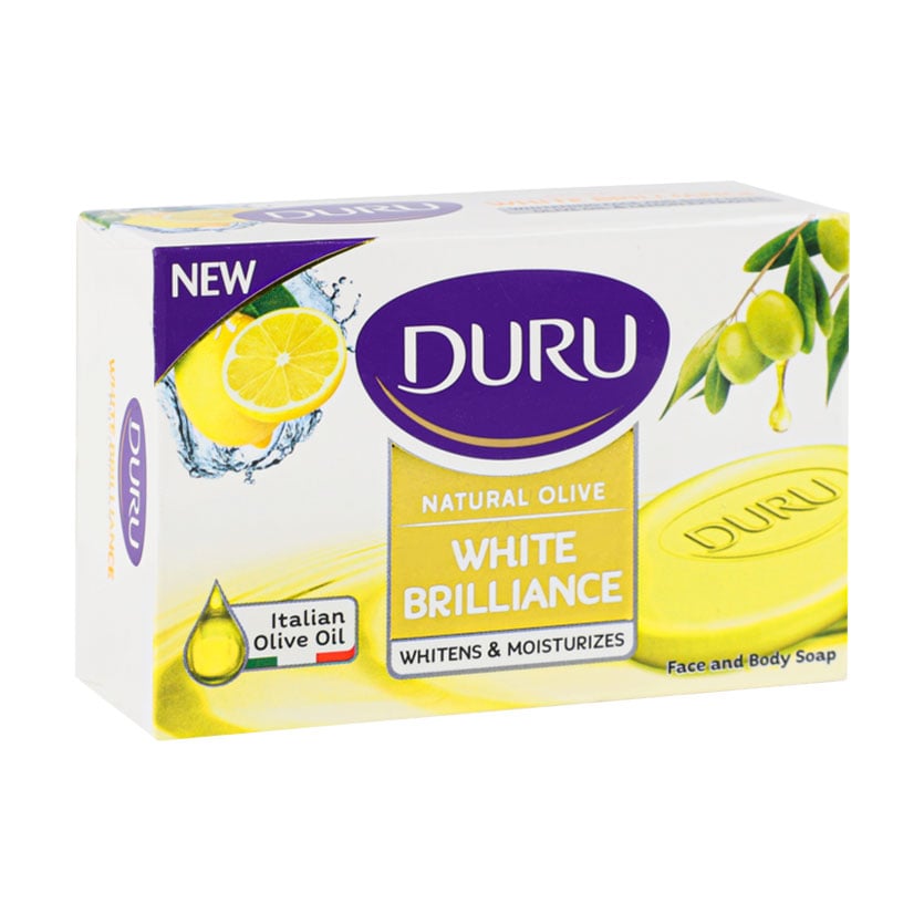Мило тверде DURU Natural Olive White Brilliance з оливковою олією, екстрактом плодів папайї та лимона, 90 г