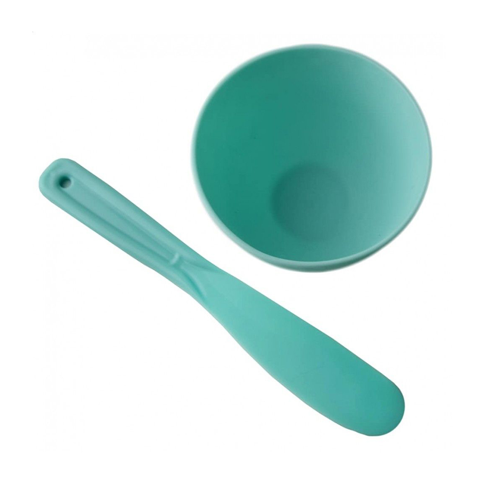Мисочка з лопаткою для косметичних продуктів Cosmo Shop бірюзова, 10 см (CS098T)