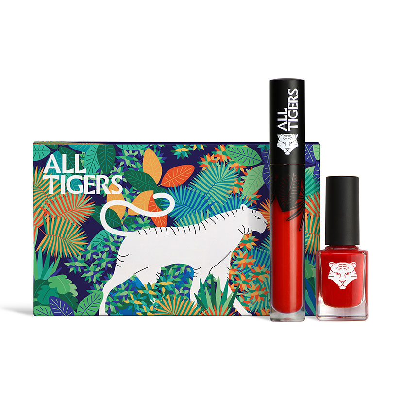 Набір All Tigers Natural &amp; Vegan Wild Stars The Lips &amp; Nails Set (рідка помада для губ 888 Call Me Queen, 8 мл + лак для нігтів 298 Hit It Big, 11 мл)