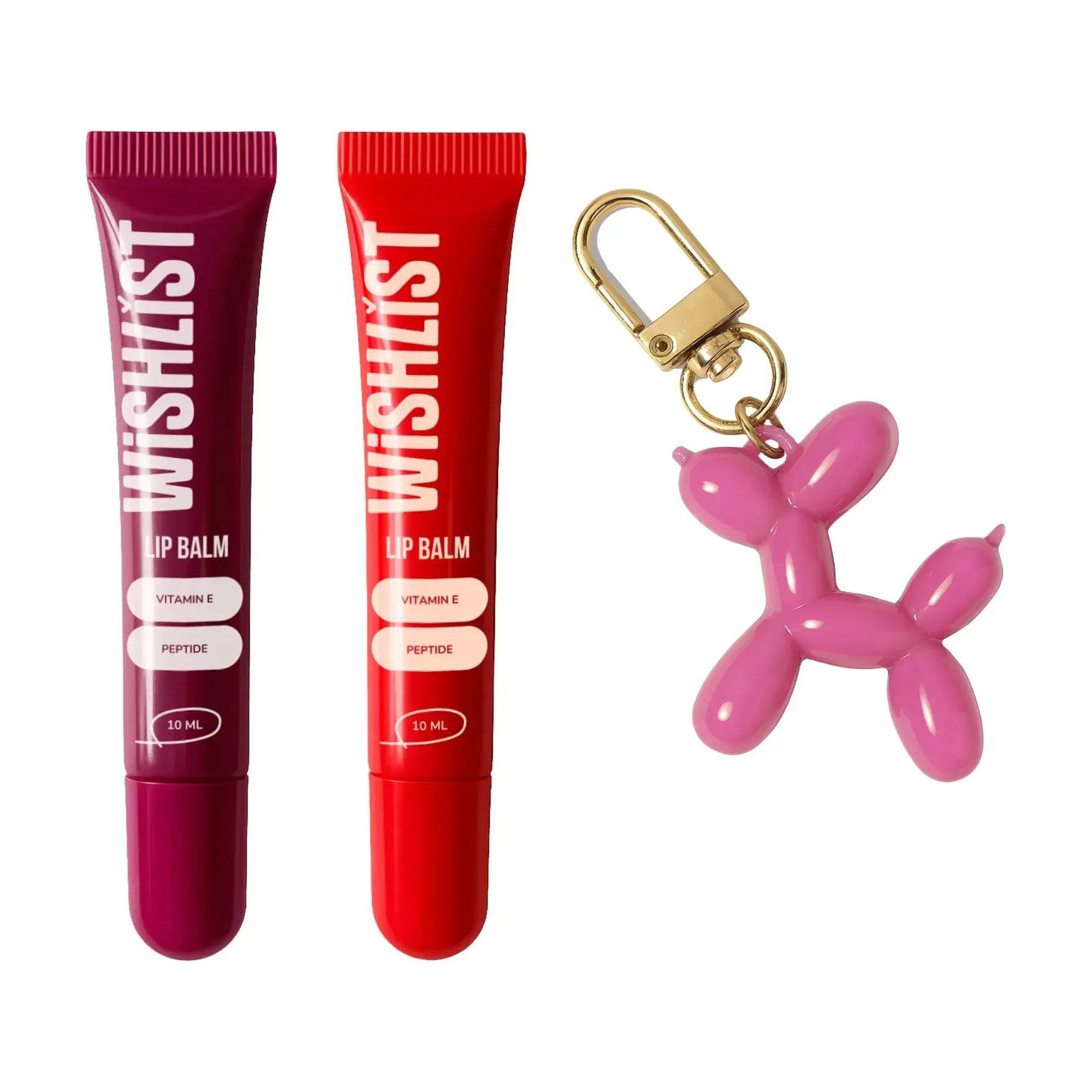 Набір бальзамів-блисків для губ WISHLiST (Velvet Coral, 10 мл + Ruby Nectar, 10 мл + брелок, 1 шт)