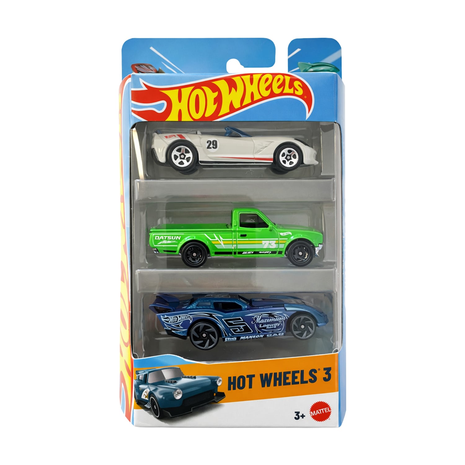 Набір базових автомобілів Hot Wheels молочний-зелений-синій, від 3 років, 16*11*4 см, 3 шт (K5904)