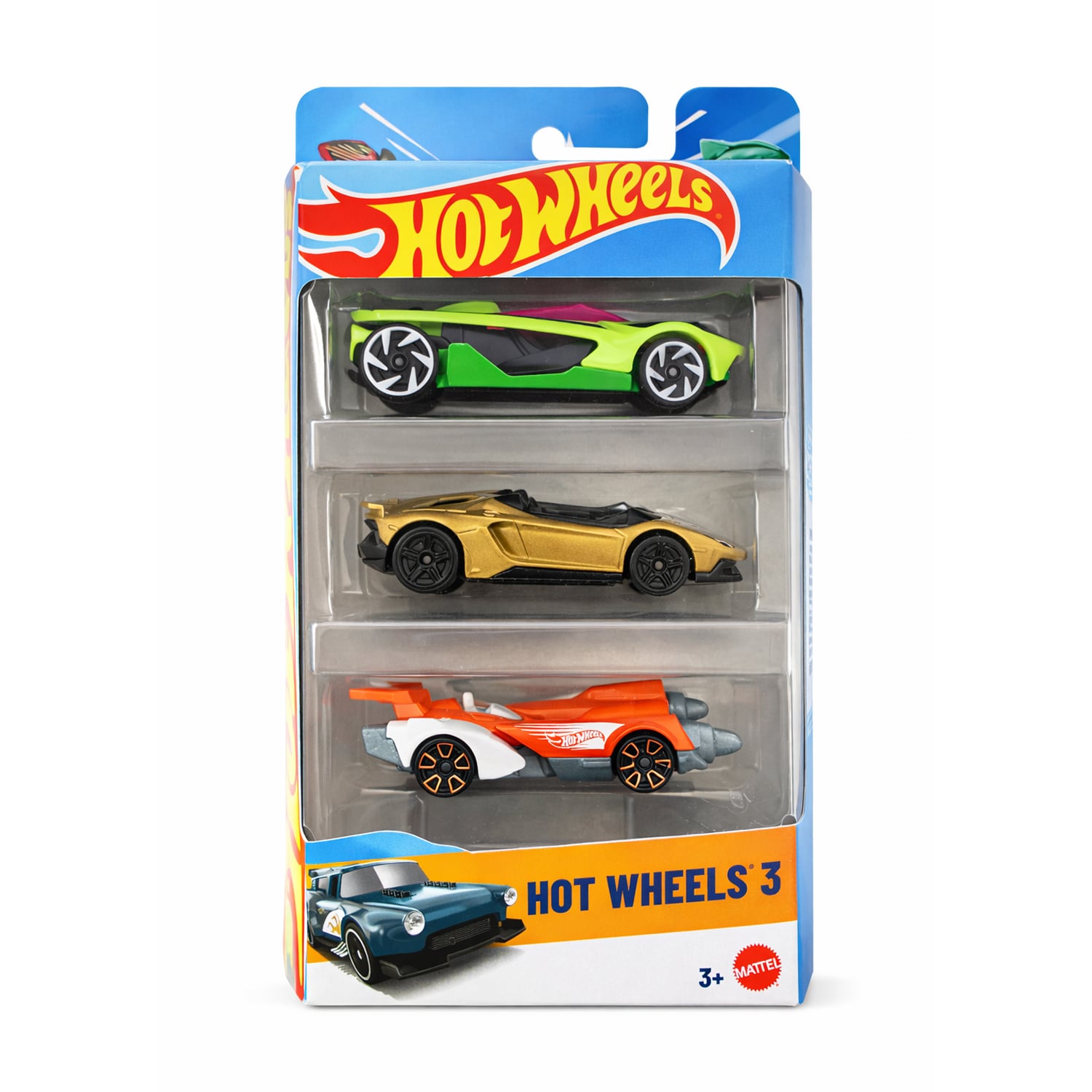 Набір базових автомобілів Hot Wheels салатовий-бронзовий-помаранчевий, від 3 років, 16*11*4 см, 3 шт (K5904)