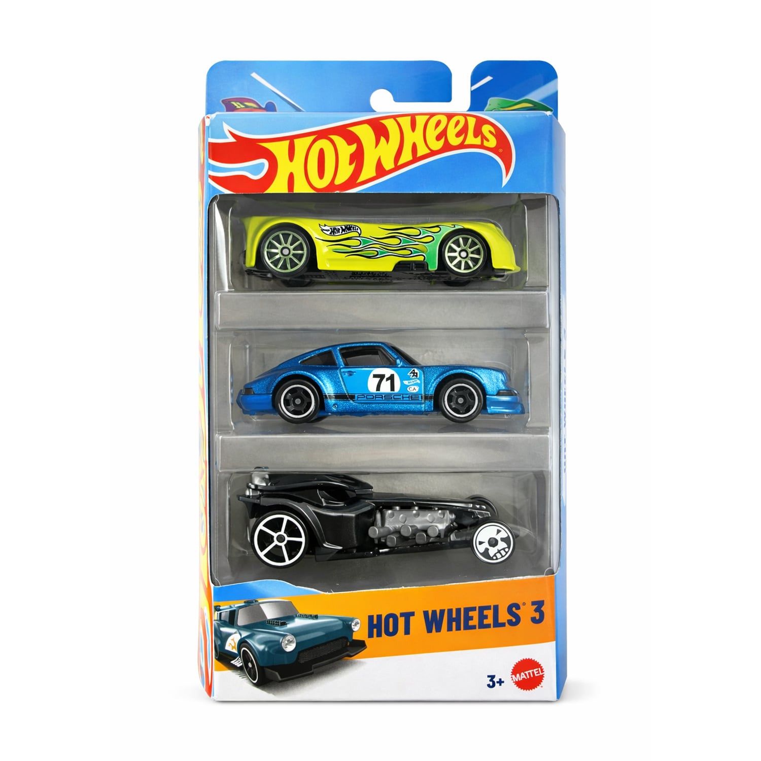 Набір базових автомобілів Hot Wheels салатовий-синій-чорний, від 3 років, 16*11*4 см, 3 шт (K5904)