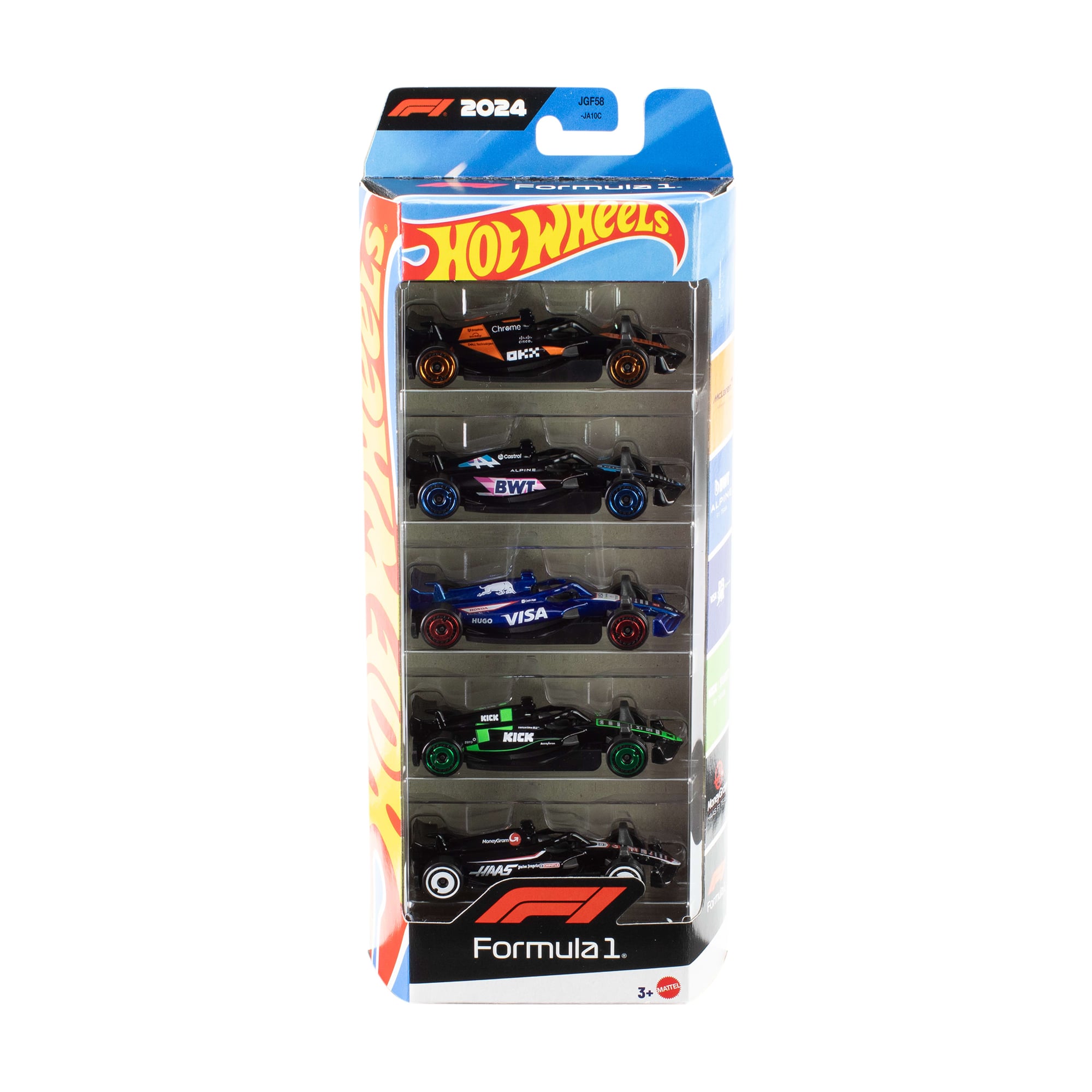 Набір базових болідів Hot Wheels Formula 1 2024, від 3 років, 26.9*11*4 см, 5 шт  (JGF58)