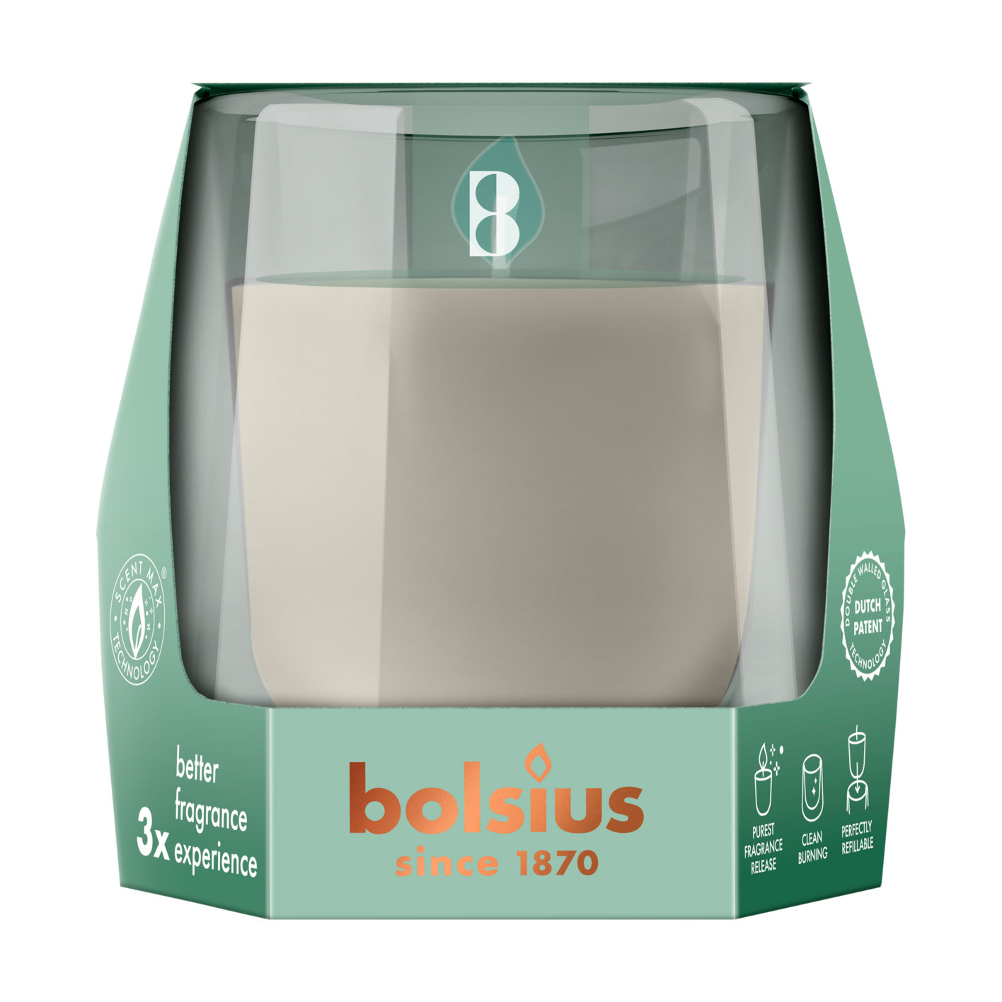 Набір Bolsius CleanLight Кипарис та амбра (підсвічник, 1 шт + ароматична свічка, 1 шт)