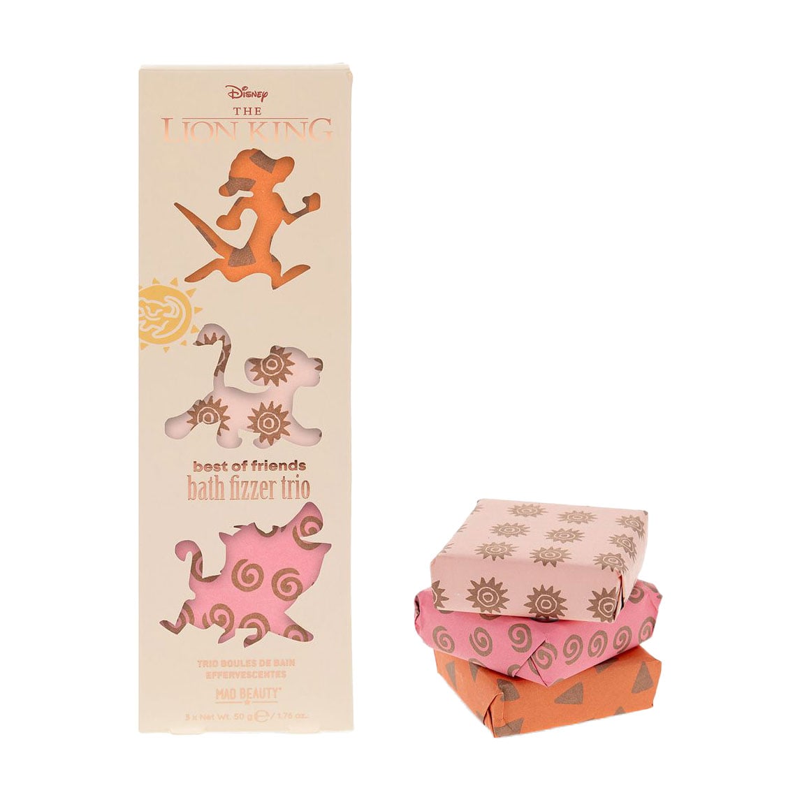 Набір бомбочок для ванни Mad Beauty Disney The Lion King Best of Friends Bath Fizzer Trio, 3*50 г