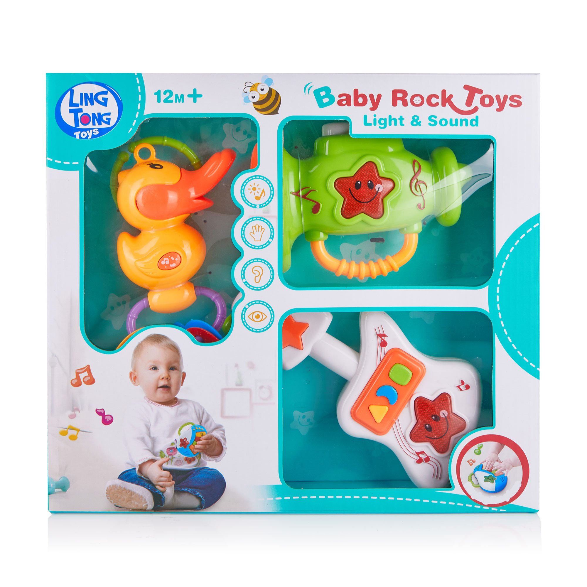 Набір брязкалець для малюків Ling Tong Toys пластик, в коробці, 3 шт (LT80015)
