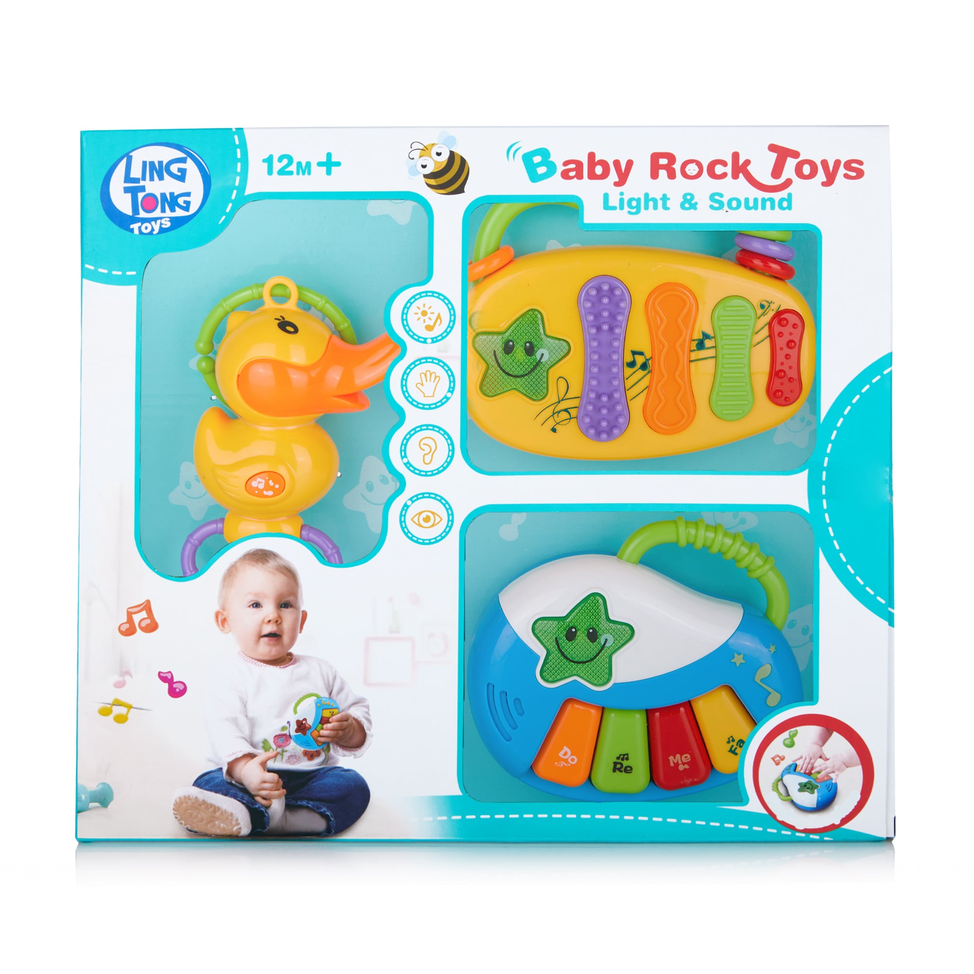 Набір брязкалець для малюків Ling Tong Toys пластик, в коробці, 3 шт (LT8002)