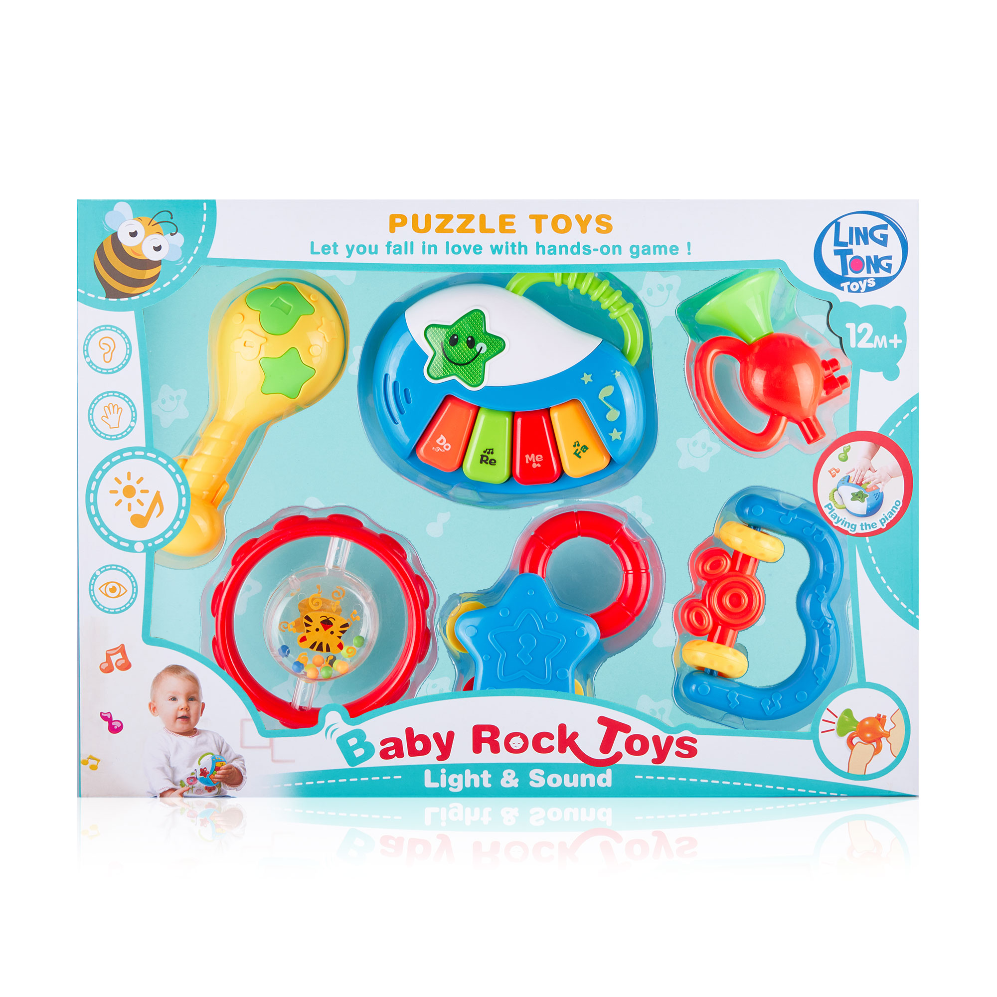 Набір брязкалець для малюків Ling Tong Toys пластик, в коробці, 6 шт (LT8601)
