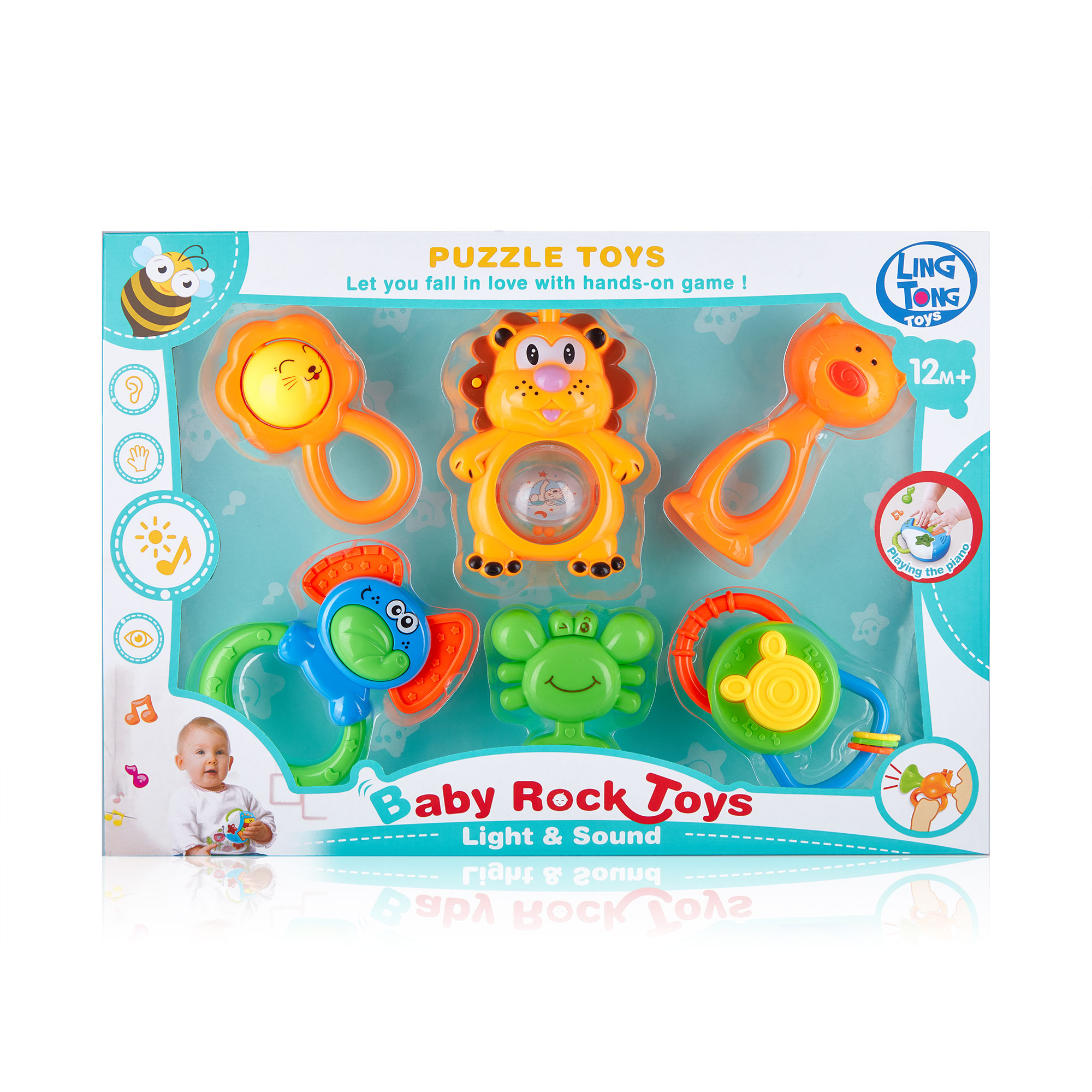 Набір брязкалець для малюків Ling Tong Toys пластик, в коробці, 6 шт (LT86010)