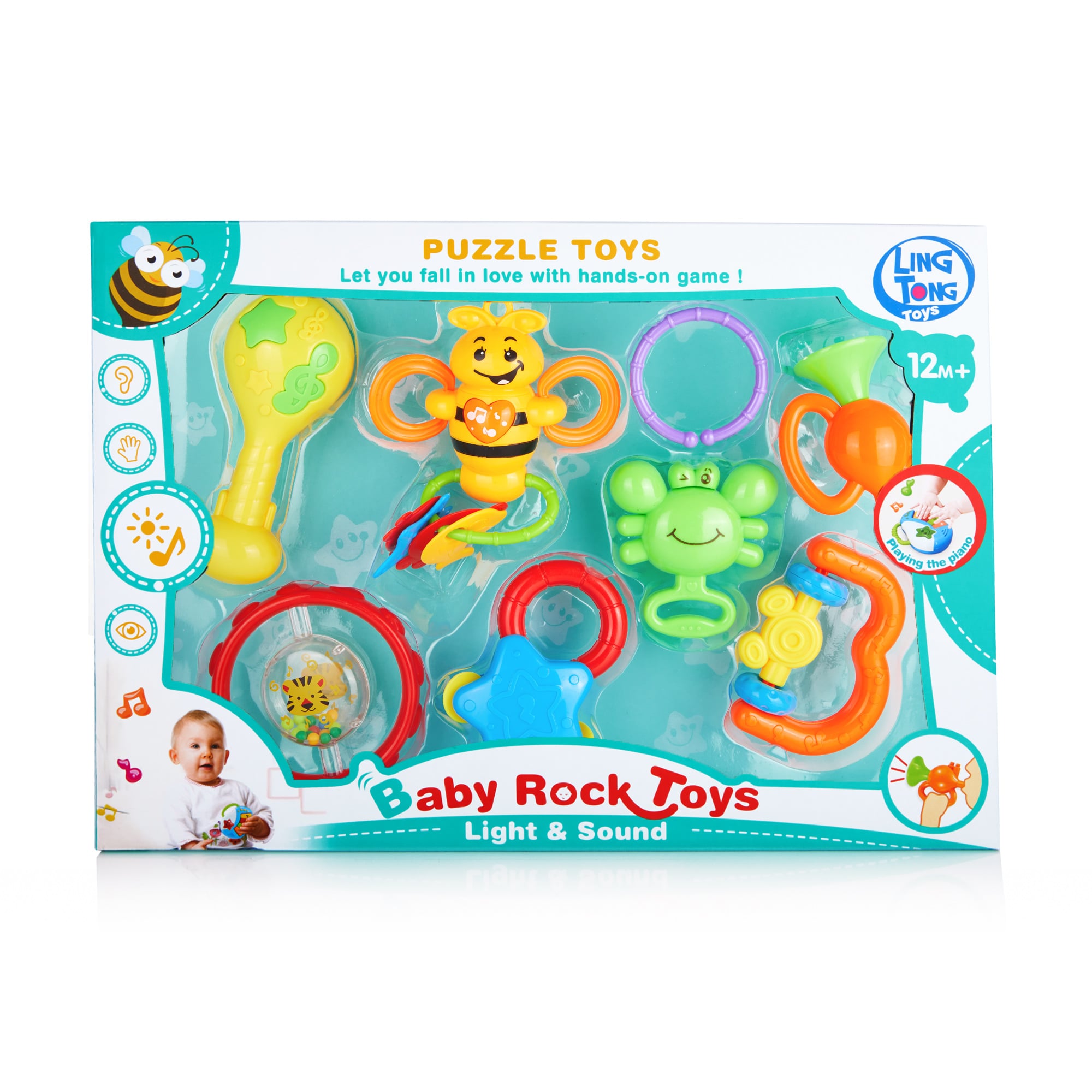 Набір брязкалець для малюків Ling Tong Toys пластик, в коробці, 7 шт (LT8608)