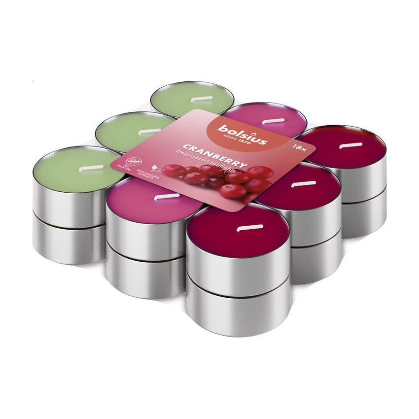Набір чайних свічок Bolsius Tealights 3.5h Cranberry, 18 шт