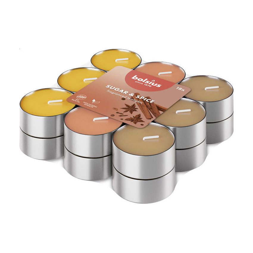 Набір чайних свічок Bolsius Tealights 3.5h Sugar &amp; Spice, 18 шт