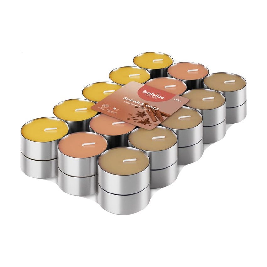 Набір чайних свічок Bolsius Tealights 3.5h Sugar &amp; Spice, 30 шт