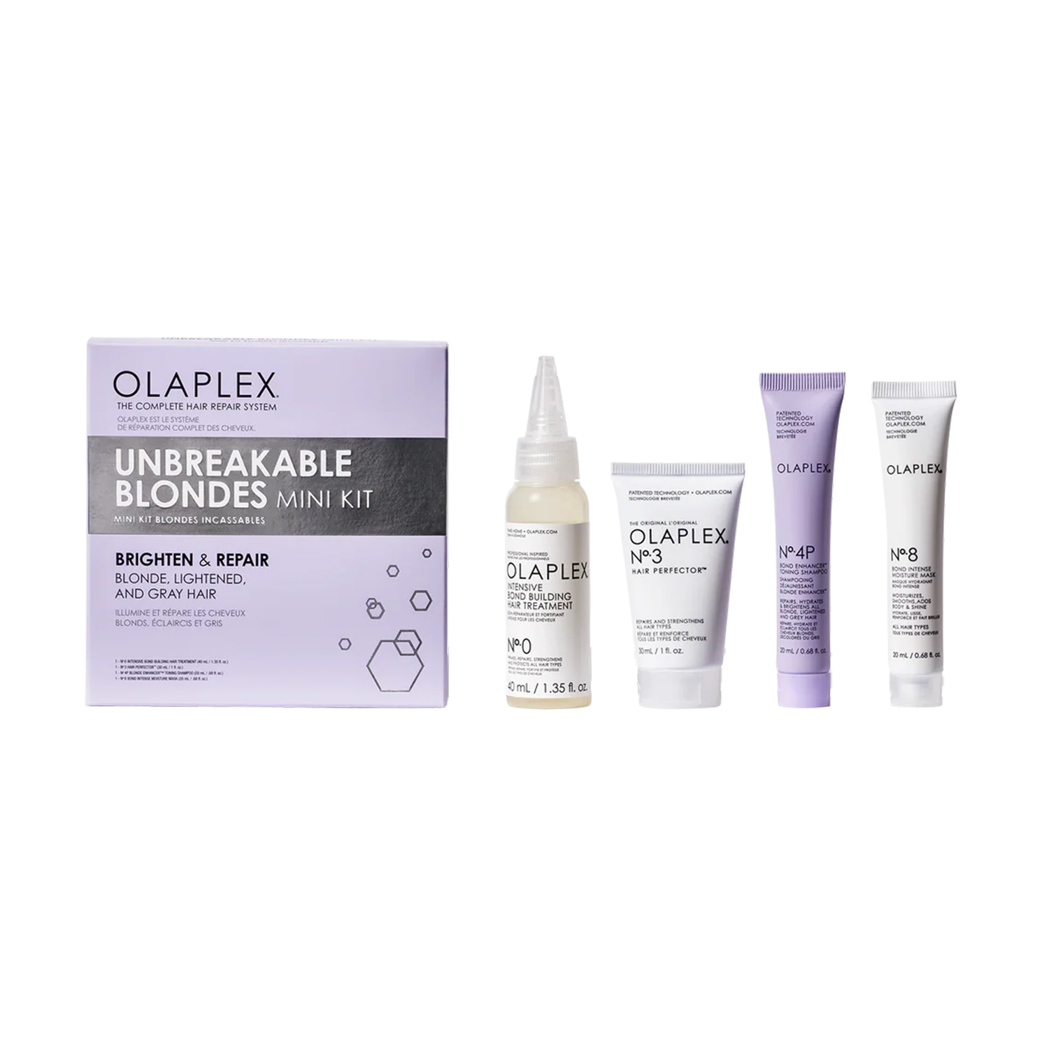 Набір для блонду Olaplex Unbreakable Blondes Mini Kit (еліксир, 40 мл + еліксир, 30 мл + шампунь, 20 мл + маска, 20 мл)