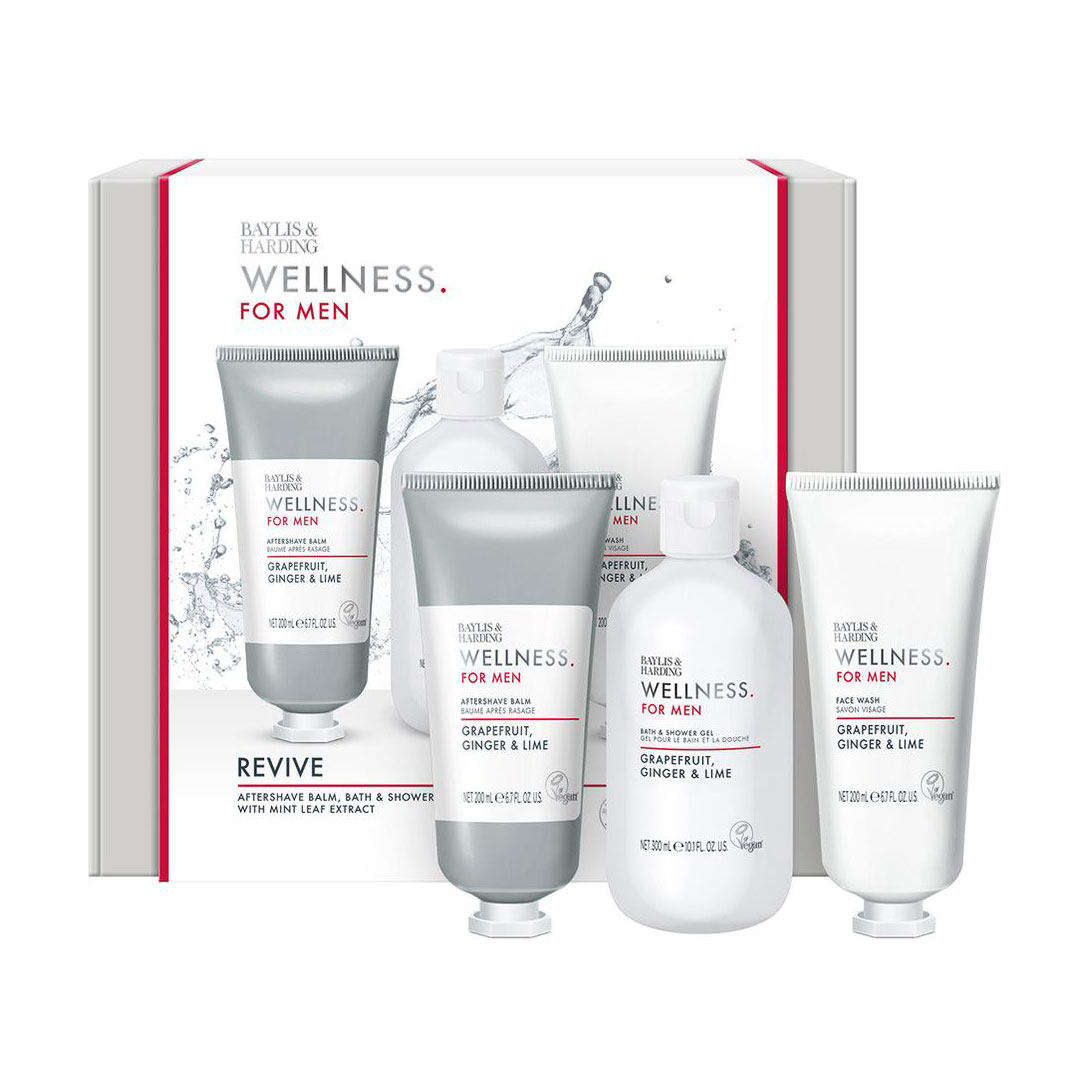Набір для чоловіків Baylis &amp; Harding Wellness for Men (шампунь-гель для душу та волосся, 300 мл + бальзам після гоління, 200 мл + гель для вмивання, 200 мл)