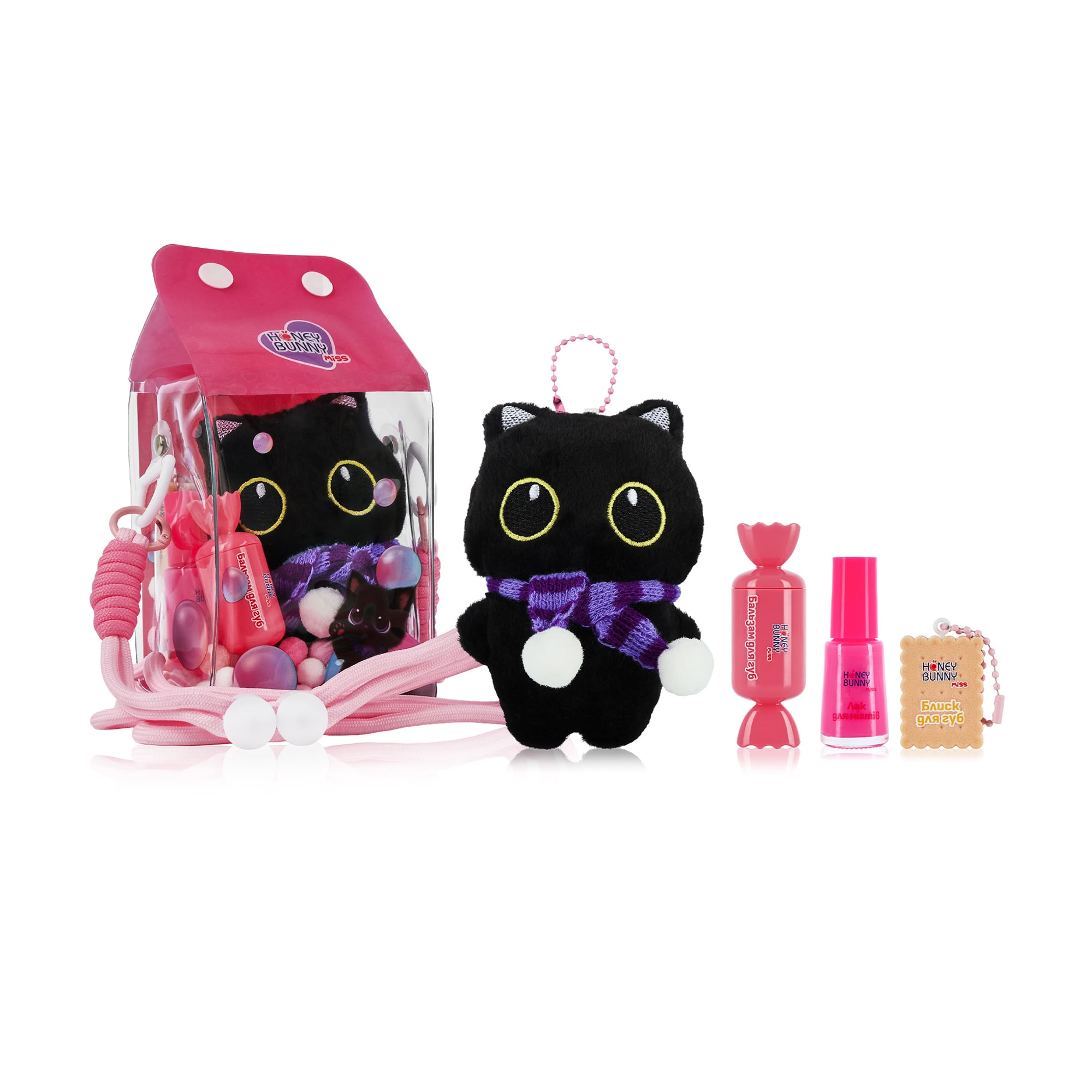 Набір для дівчат Honey Bunny Miss Муркотлива магія, від 3 років (блиск, 2.5 г + бальзам, 4.5 мл + лак для нігтів, 5 мл + іграшка)