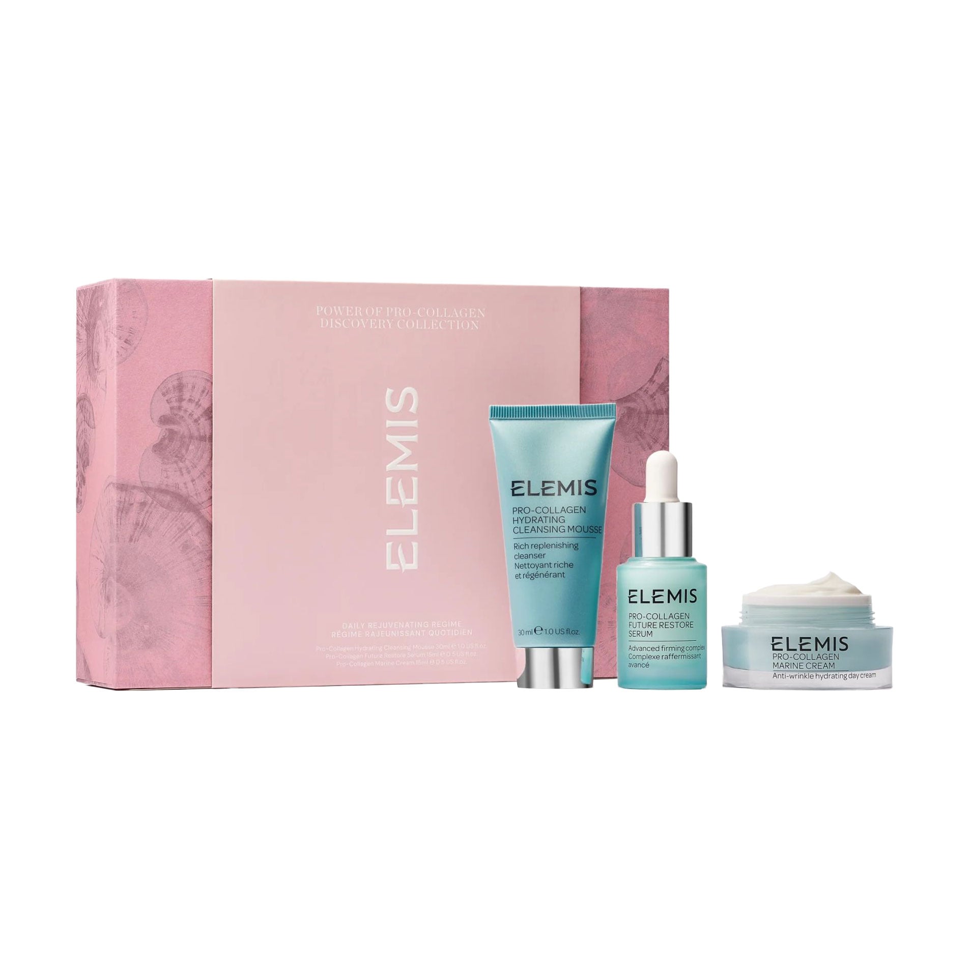 Набір для догляду за обличчям Elemis Power Of Pro-Collagen Discovery Collection (сироватка, 15 мл + крем, 15 мл + мус, 30 мл)