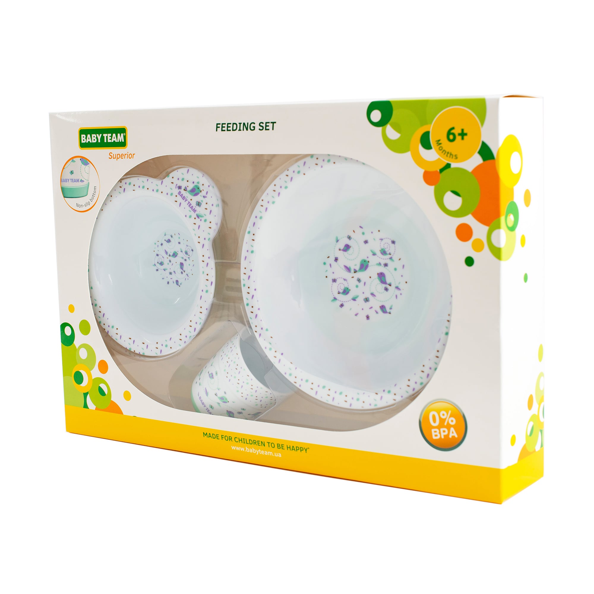 Набір для годування Baby Team (тарілка + миска + чашка) від 6 місяців (6093)