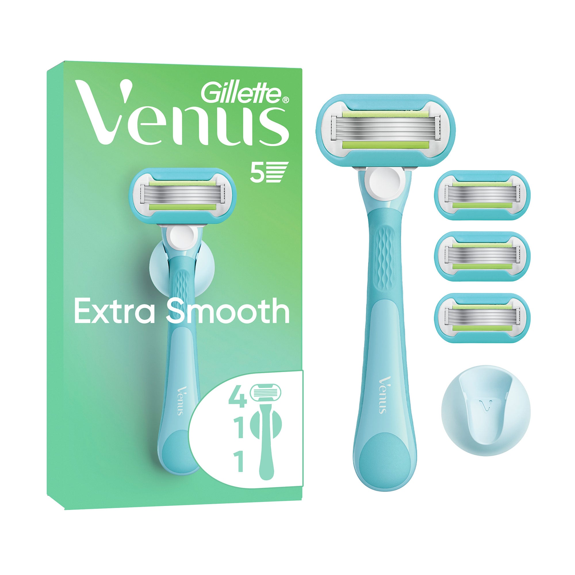 Набір для гоління Gillette Venus Extra Smooth (станок для гоління, 1 шт + картриджі лез, 4 шт + настінний тримач, 1 шт)