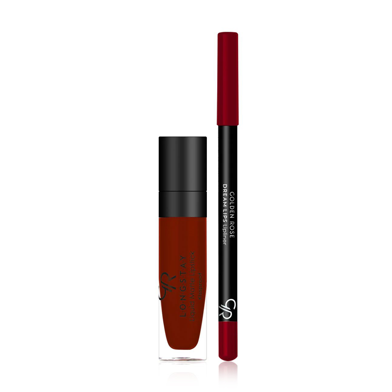 Набір для губ Golden Rose Matte LipKit Scarlet Red (помада для губ Longstay Liquid Matte Lipstick 18, 5.5 мл + олівець для губ Dream 527, 1.6 г)
