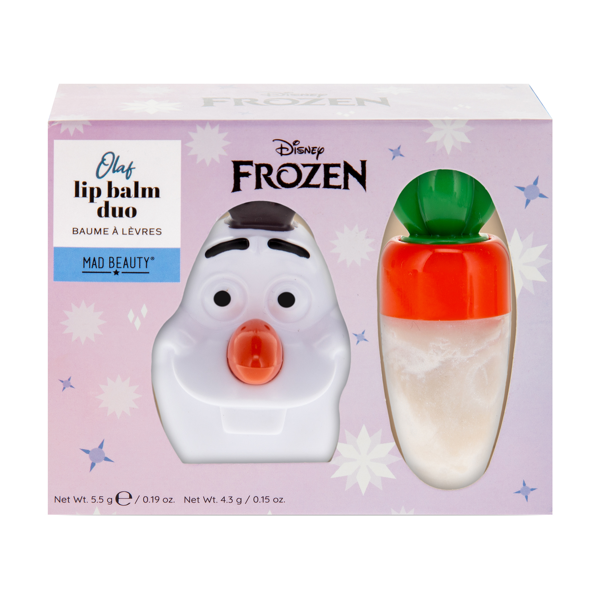 Набір для губ Mad Beauty Disney Frozen Lip Balm Duo, Olaf (бальзам, 5.5 г + бальзам, 4.3 г)