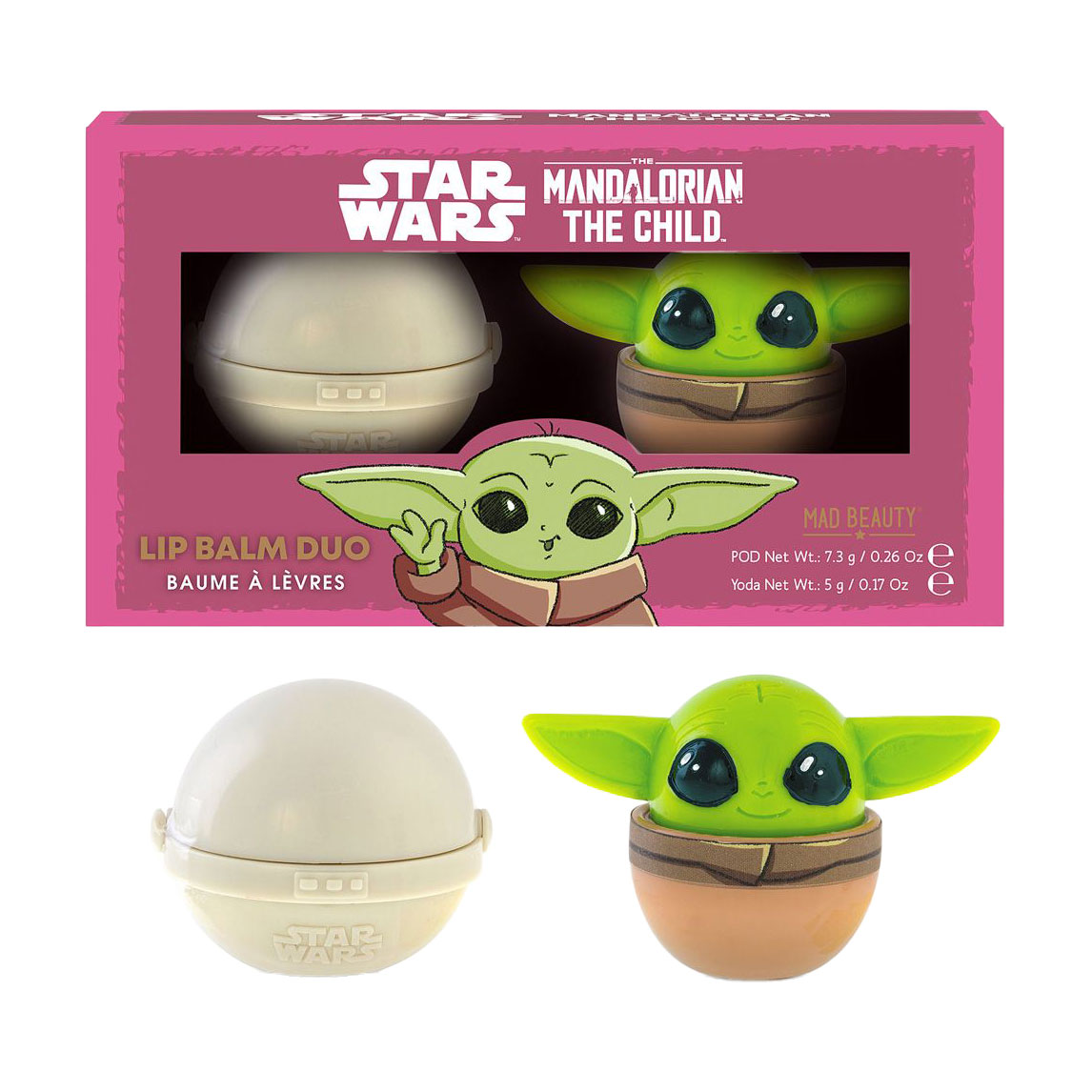 Набір для губ Mad Beauty Star Wars The Mandalorian The Child Lip Balm Duo Set (бальзам, 7.3 г + бальзам, 5 г)