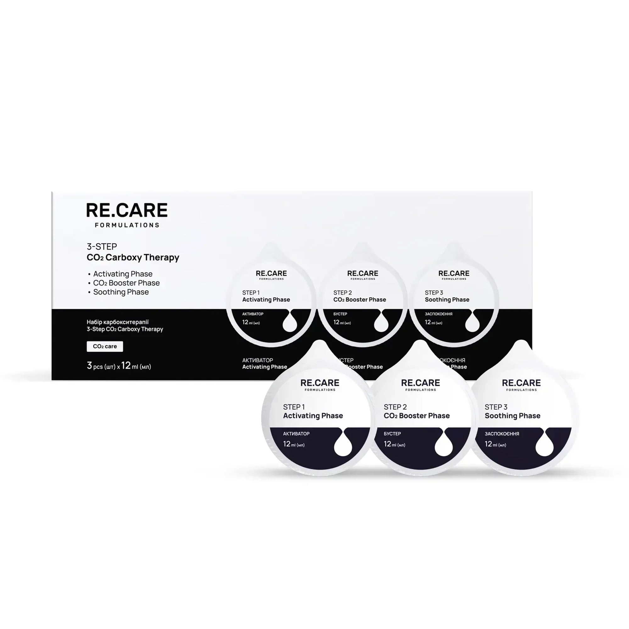 Набір для карбокситерапії Re.Care 3-Step CO2 Carboxy Therapy, 3*12 мл