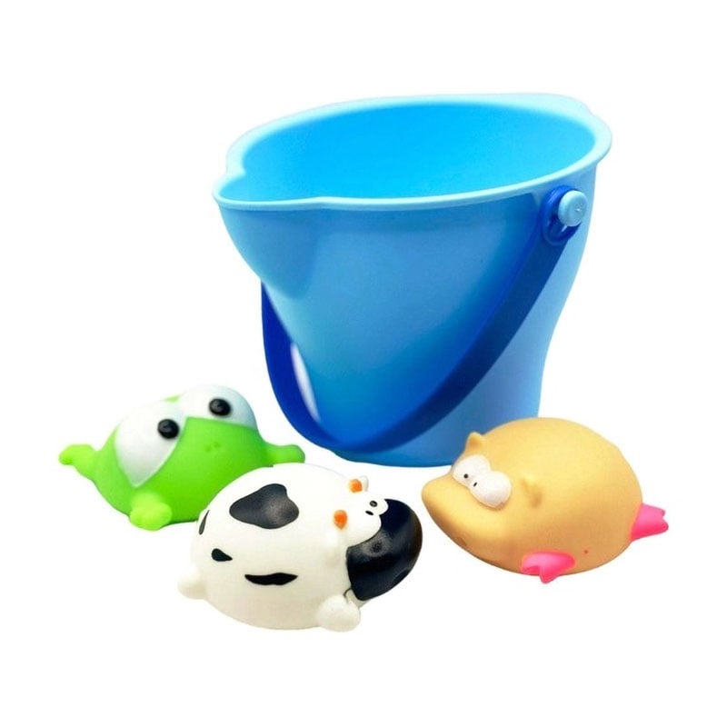 Набір для купання Bibi Toys Відерце і тваринки, від 3 років (іграшка 16.5*12 см, 1 шт + іграшка 8.5*7*4 см, 3 шт) (761001BT)