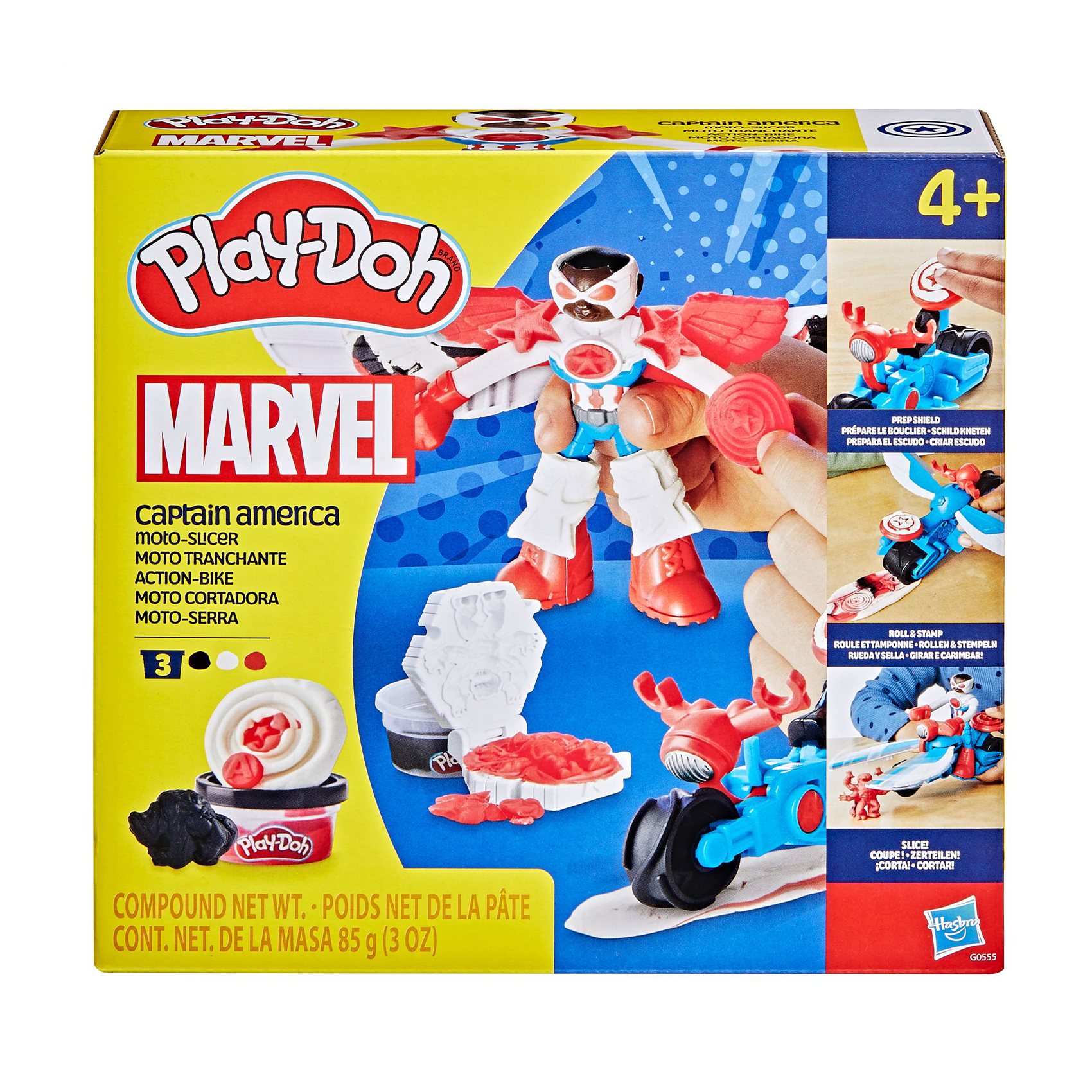 Набір для ліплення Play-Doh Captain America Moto-Slicer Капітан Америка з мотоциклом, від 4 років, 7 деталей (G0555)