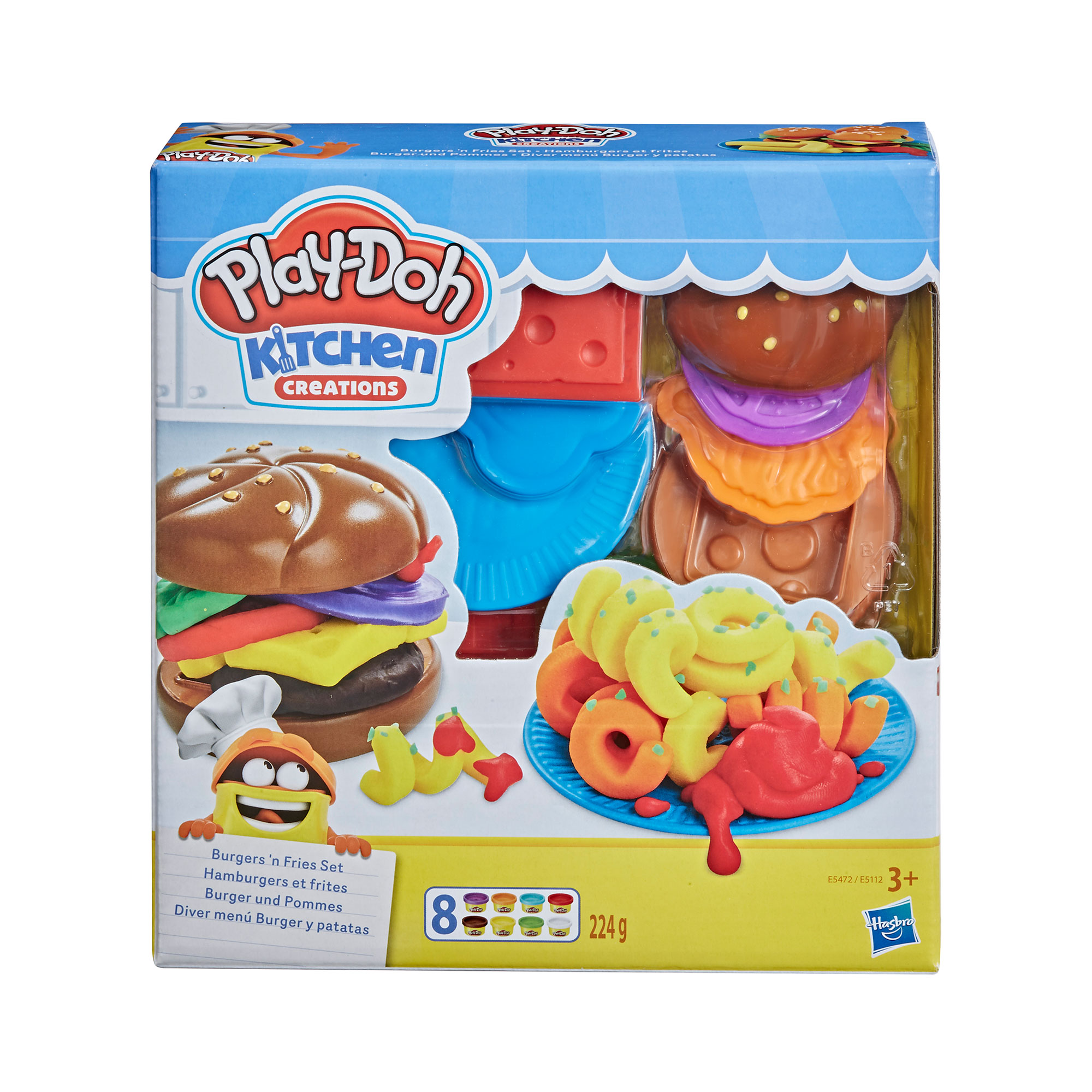 Набір для ліплення Play-Doh Kitchen Creations Burgers'n Fries Set, від 3 років, 21 деталь (E5112 /E5472)