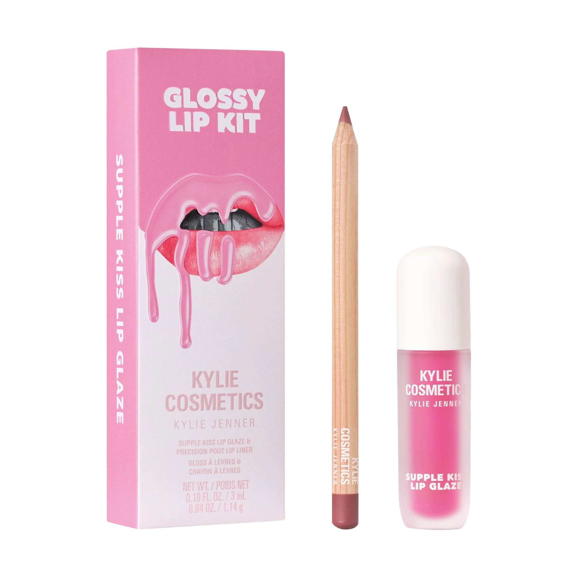 Набір для макіяжу губ Kylie Cosmetics Glossy Lip Kit Supple Kiss Lip Glaze, Candy Pink, 4.14 г