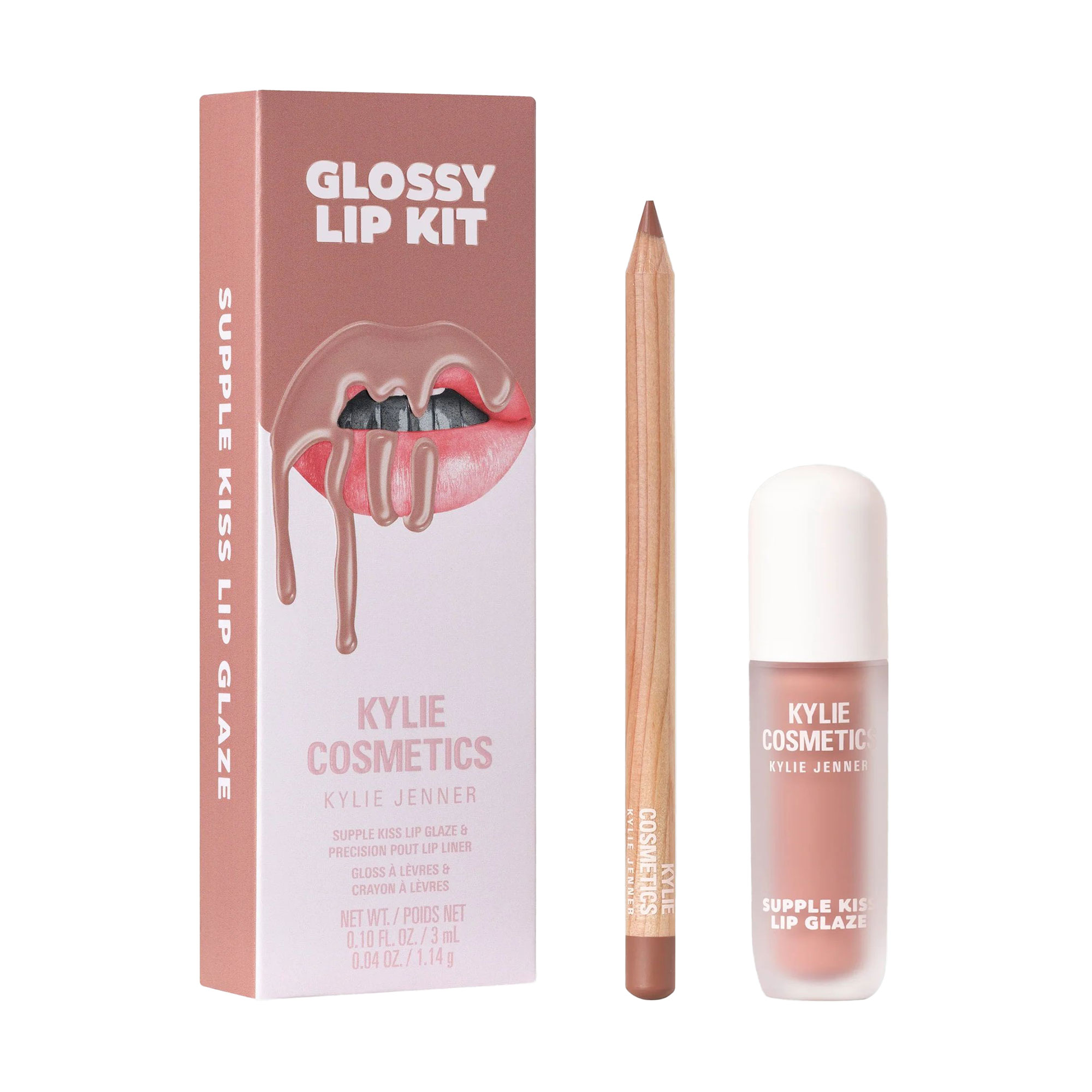 Набір для макіяжу губ Kylie Cosmetics Glossy Lip Kit Supple Kiss Lip Glaze, Coconut 2.0, 4.14 г