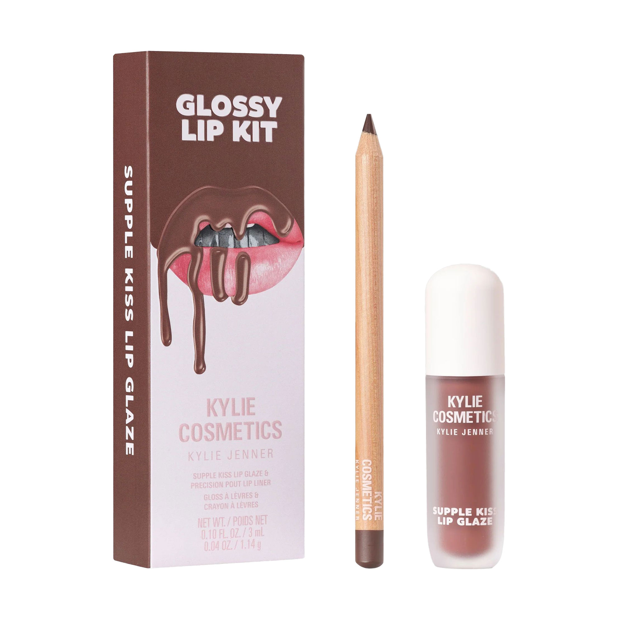 Набір для макіяжу губ Kylie Cosmetics Glossy Lip Kit Supple Kiss Lip Glaze, Espresso, 4.14 г
