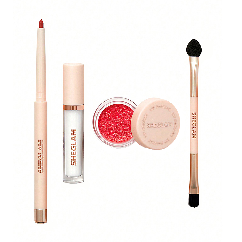 Набір для макіяжу губ Sheglam Lip Dazzler Glitter Kit, Red Carpet (олівець, 0.2 г + пензлик, 1 шт + блиск, 1.1 г + блискітки, 1.7 г)