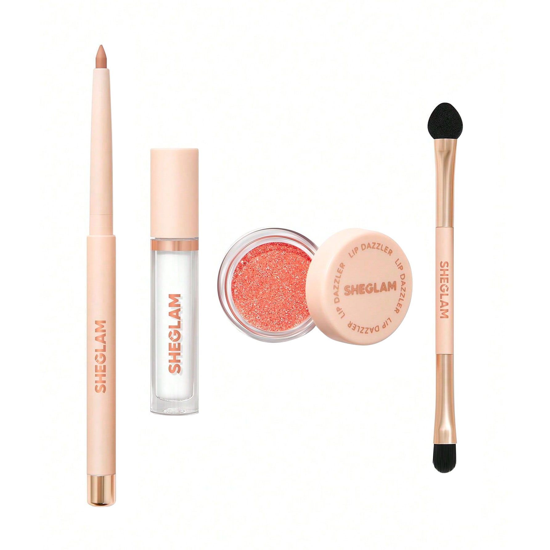 Набір для макіяжу губ Sheglam Lip Dazzler Glitter Kit, Encore (олівець, 0.2 г + пензлик, 1 шт + блиск, 1.1 г + блискітки, 1.7 г)