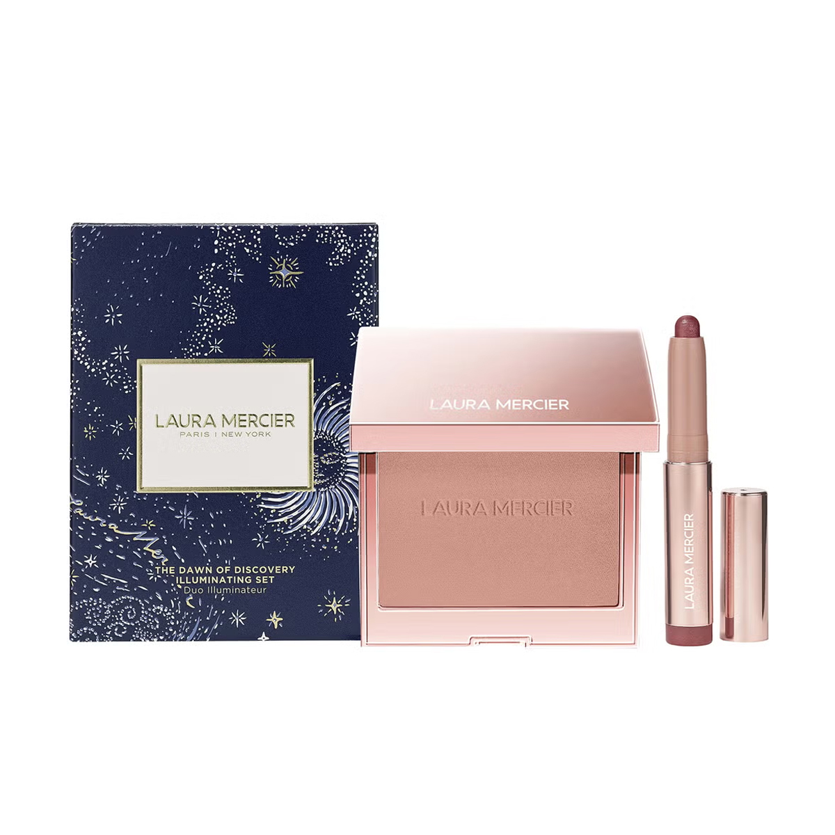 Набір для макіяжу обличчя Laura Mercier The Dawn Of Discovery Illuminating Set (рум'яна для обличчя, 6 г + тіні для повік, 0.85 г)