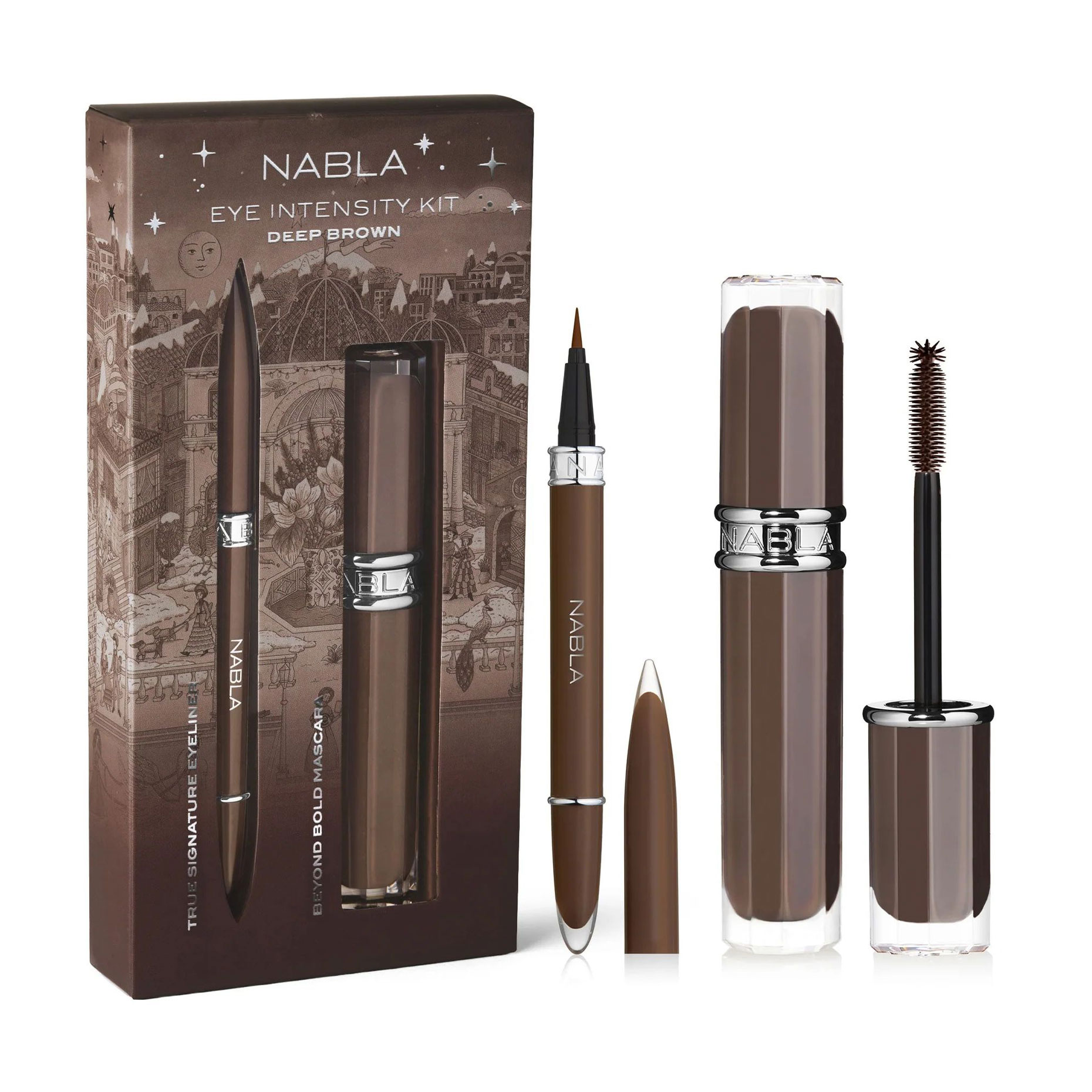 Набір для макіяжу очей NABLA Eye Intensity Kit, Deep Brown (туш для вій, 10 мл + підводка для очей, 0.7 мл)