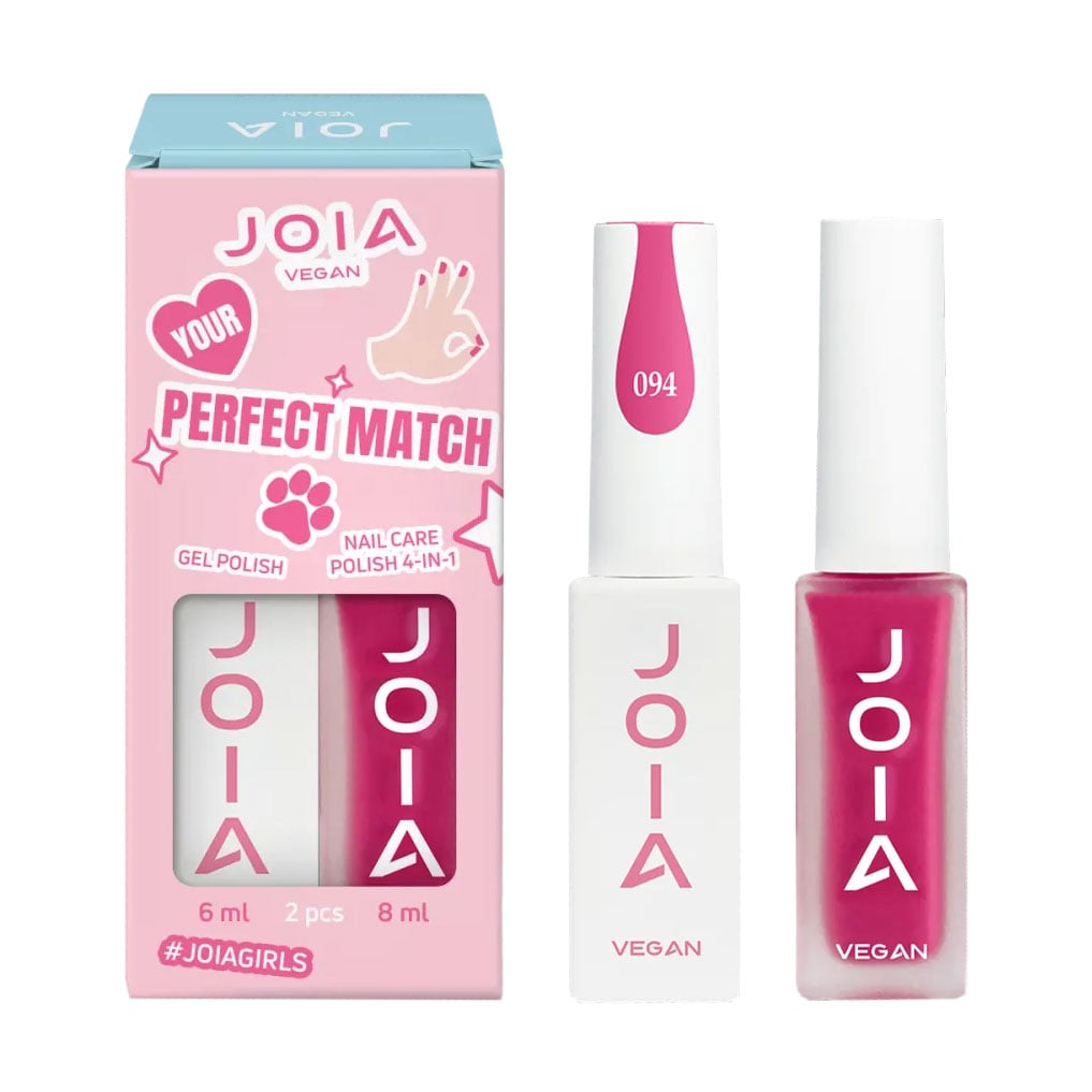 Набір для манікюру та педикюру 007 JOIA vegan Perfect Match (Gel Polish 094, 6 мл + Nail Care Polish 4 in 1 07 Fuchsia Flame, 8 мл)