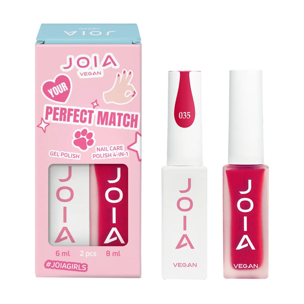 Набір для манікюру та педикюру 008 JOIA vegan Perfect Match (Gel Polish 035, 6 мл + Nail Care Polish 4 in 1 08 Red Passion, 8 мл)