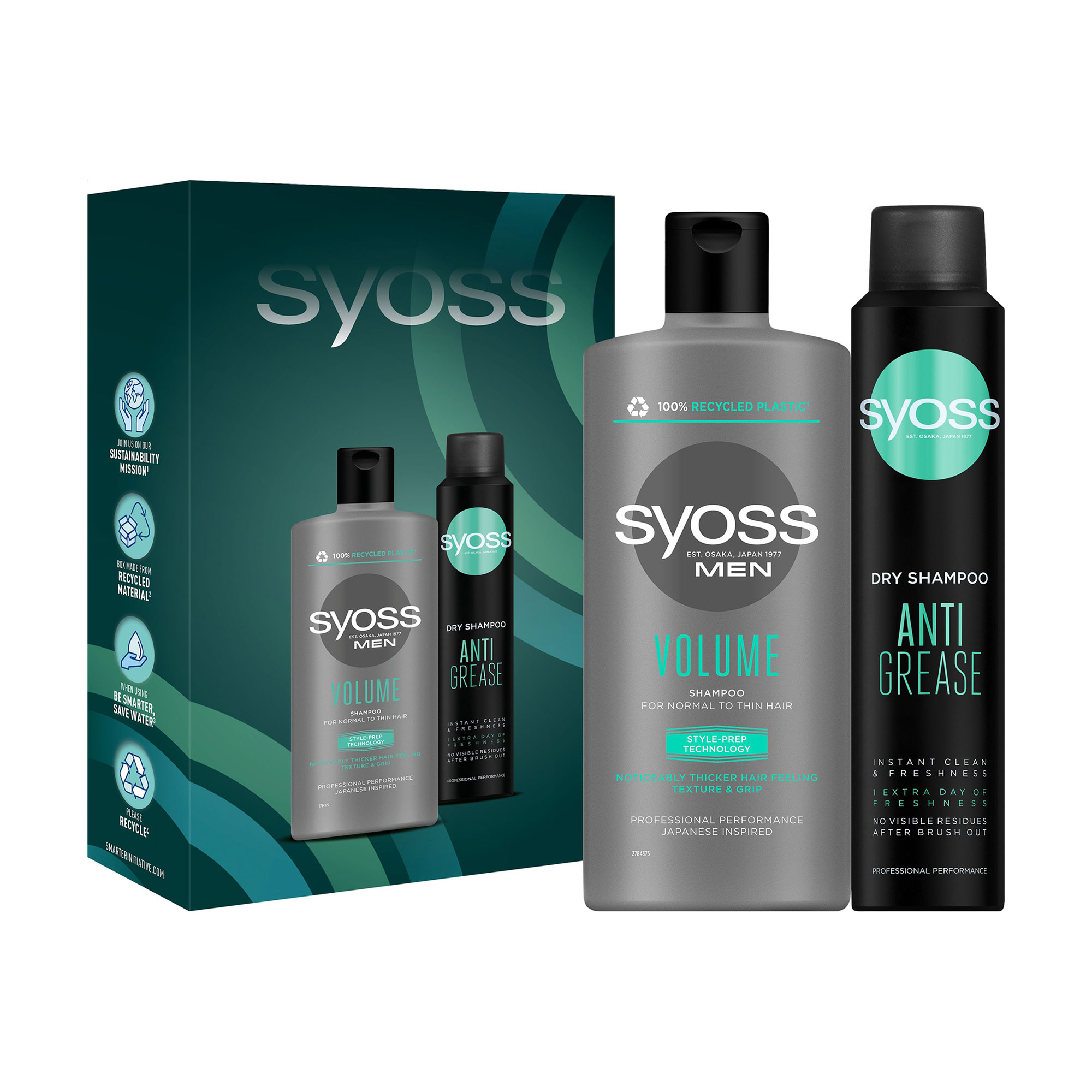 Набір для миття волосся чоловічий SYOSS Clean &amp; Freshness (шампунь Volume 440 мл + сухий шампунь Anti-Grease 200 мл